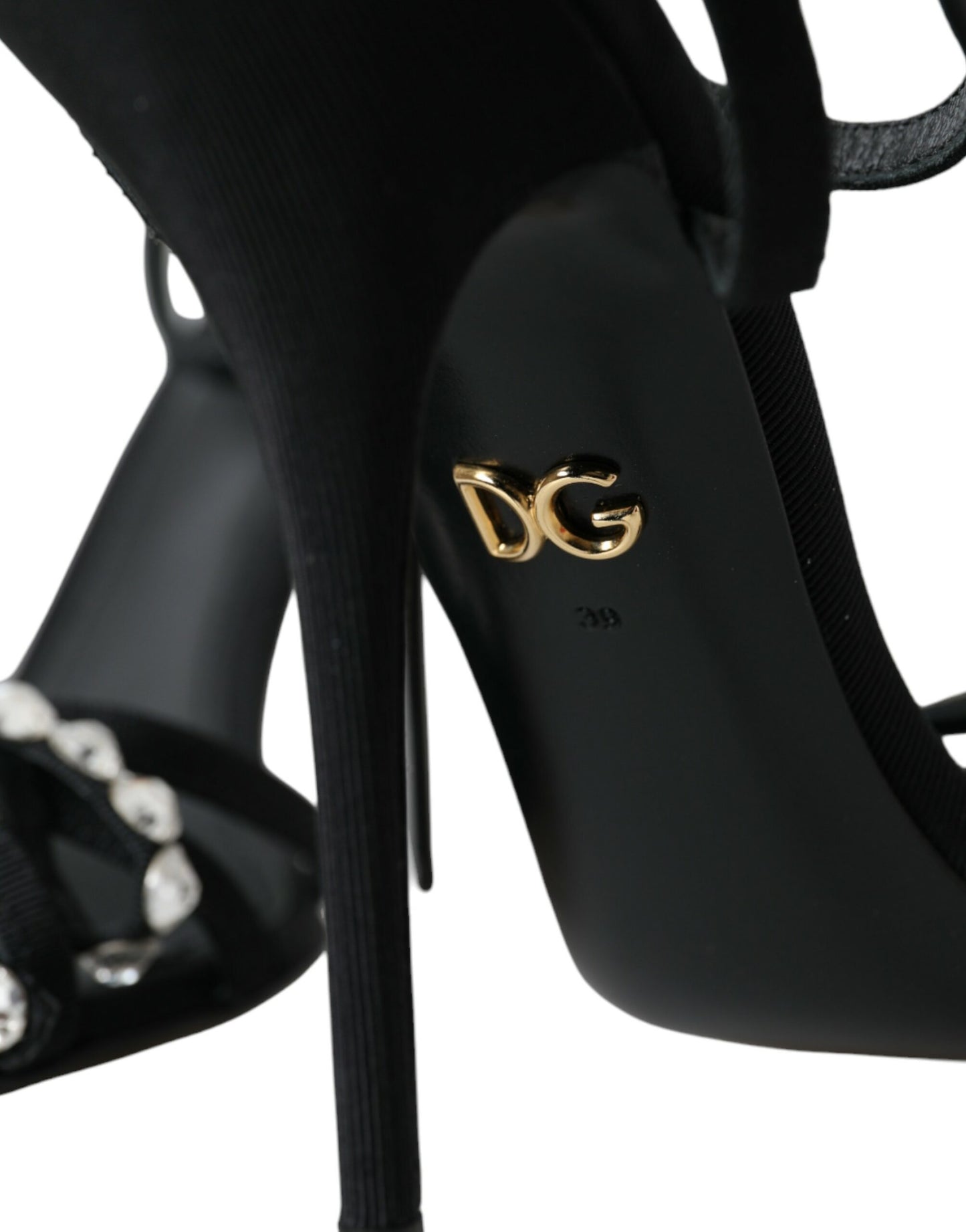 Dolce & Gabbana Sorte Viskose Krystal Sløjfe Sandaler Sko