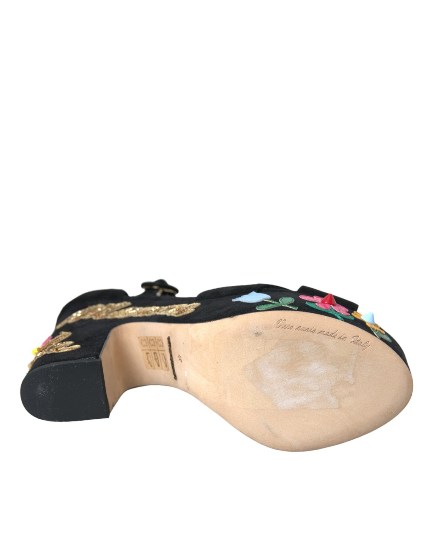 Dolce & Gabbana Sorte Ruskinds Sandaler med Ankelrem og Høje Hæle