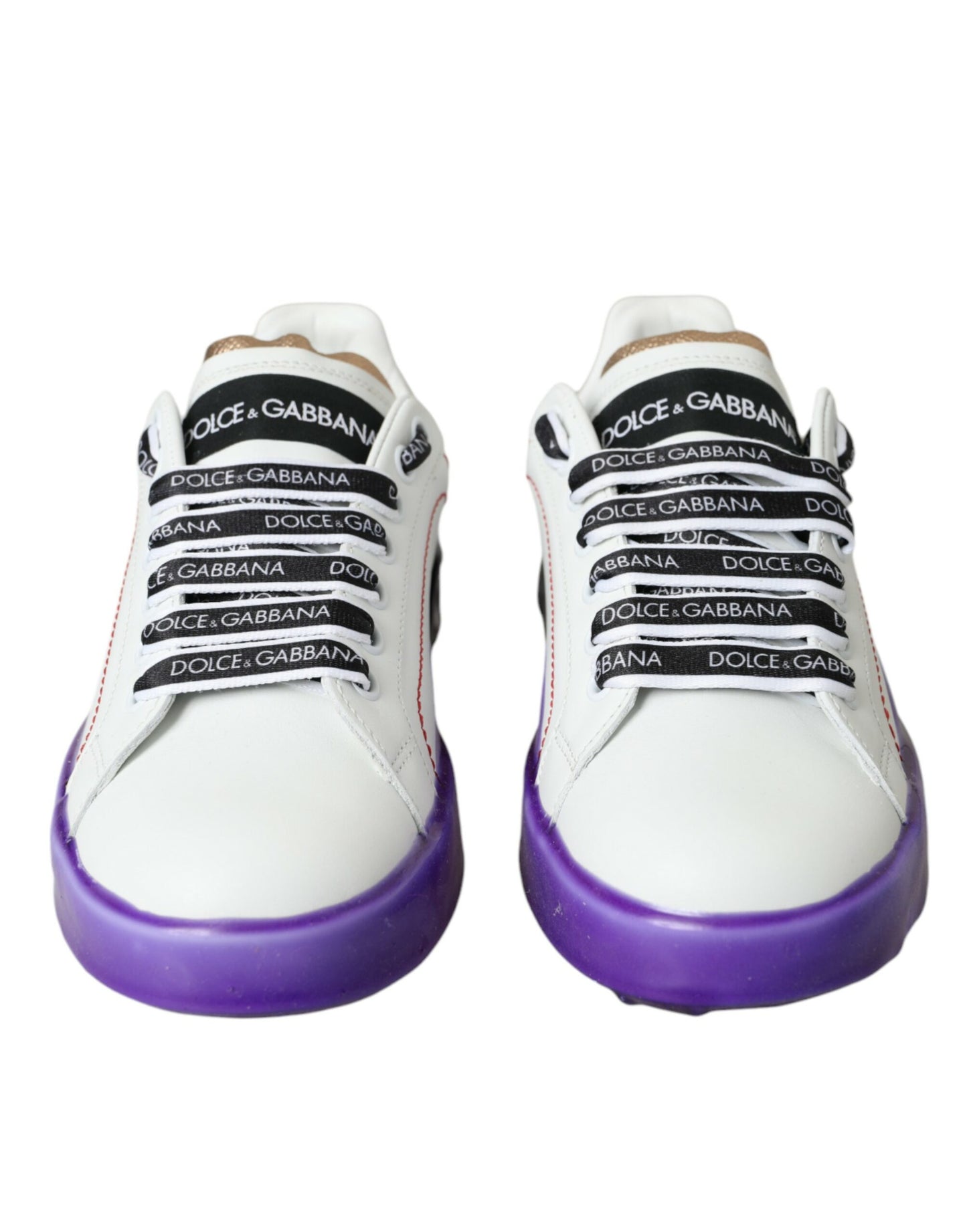 Dolce & Gabbana Hvide Læder Portofino Lave Sneakers Sko