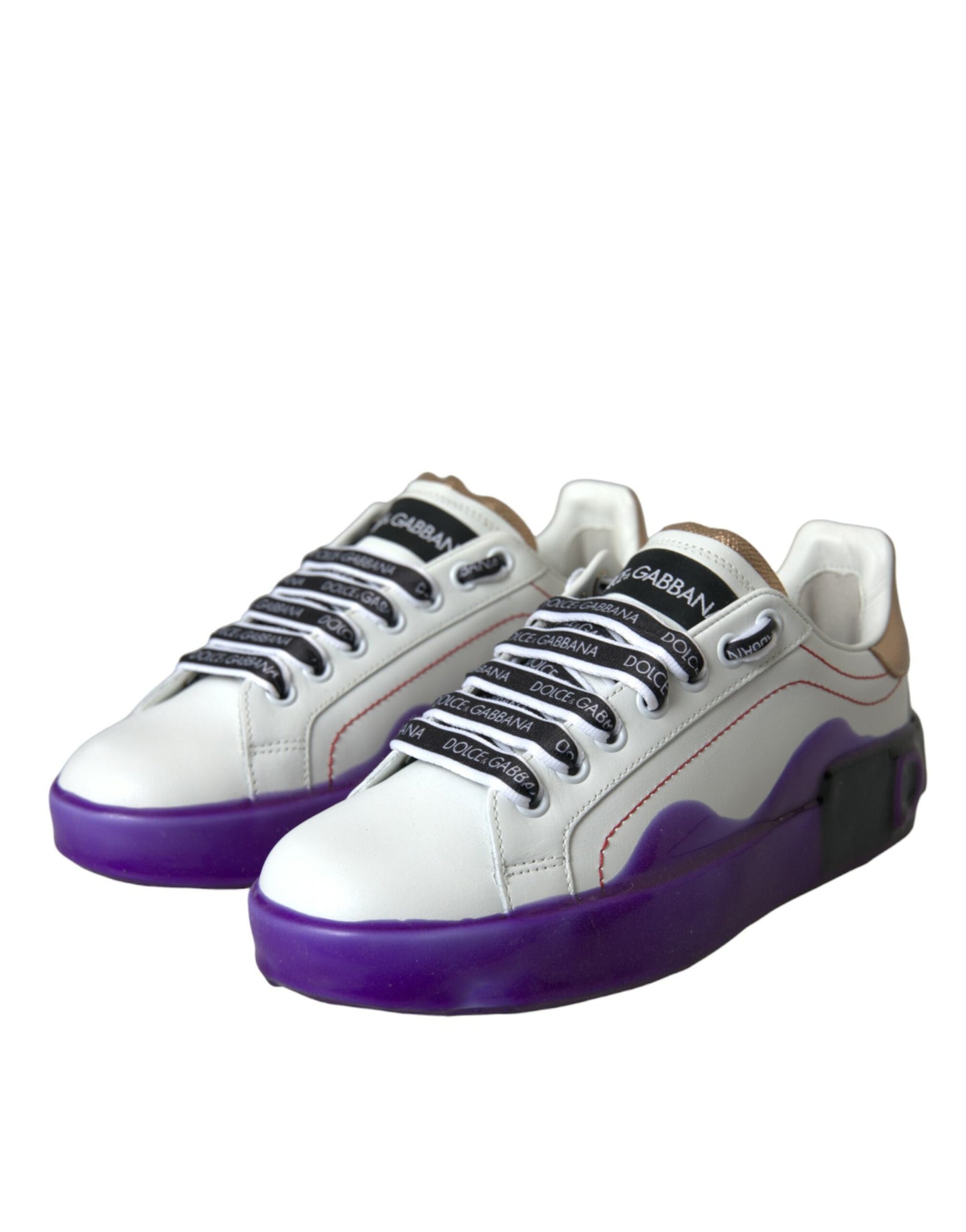 Dolce & Gabbana Hvide Læder Portofino Lave Sneakers Sko