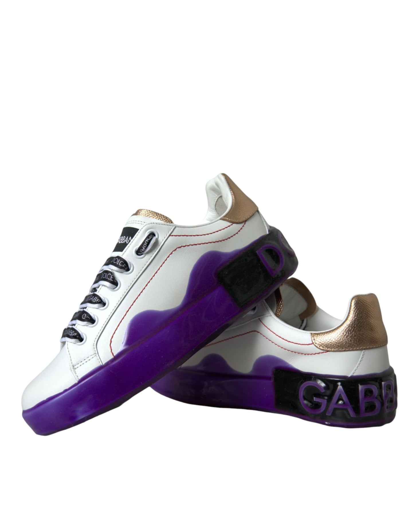 Dolce & Gabbana Hvide Læder Portofino Lave Sneakers Sko