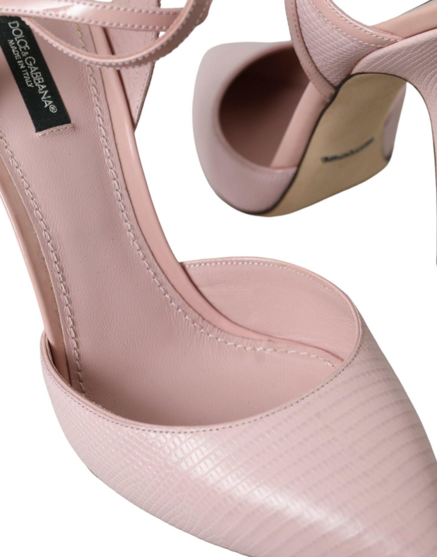 Dolce & Gabbana Pink Læder Ankelrem Hæle Pumps Sko