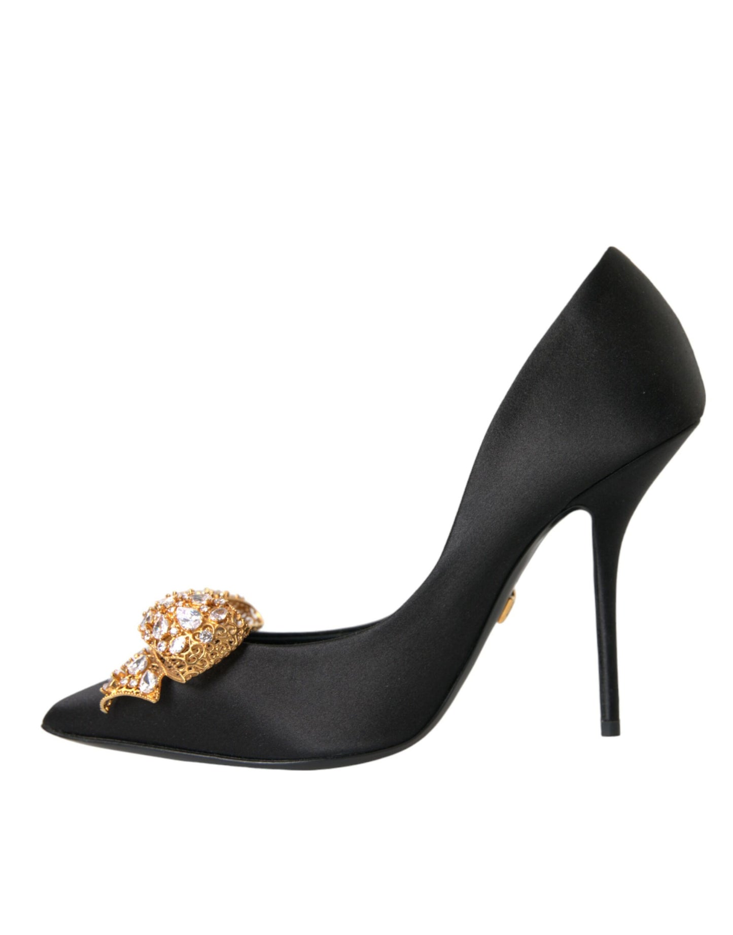 Dolce & Gabbana Sorte Satin Sløjfe Krystalhæle Pumps Sko