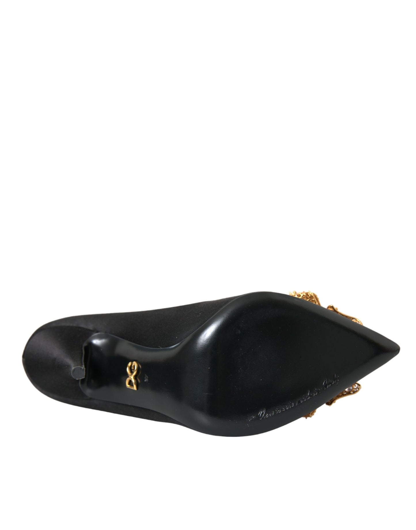 Dolce & Gabbana Sorte Satin Sløjfe Krystalhæle Pumps Sko
