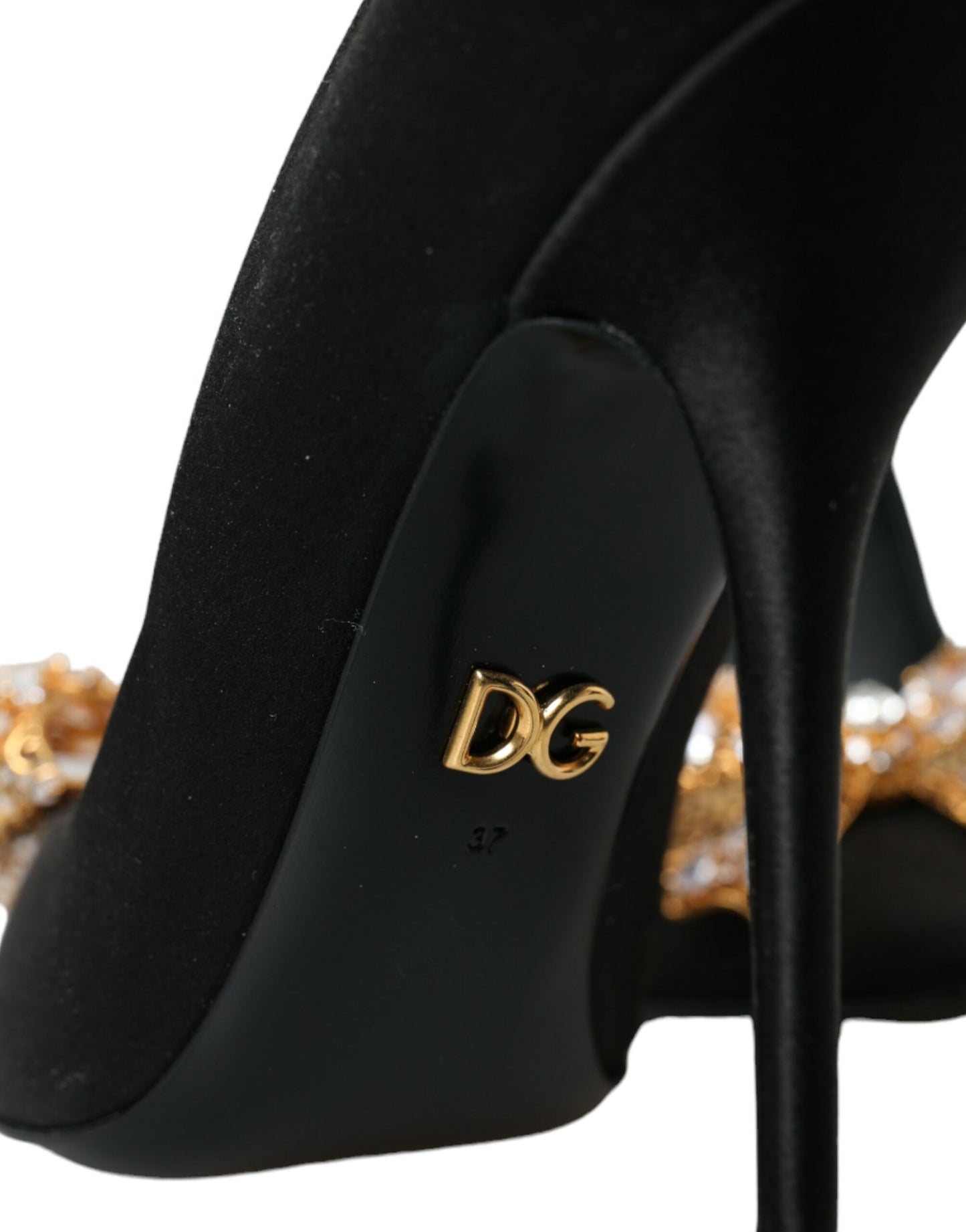 Dolce & Gabbana Sorte Satin Sløjfe Krystalhæle Pumps Sko