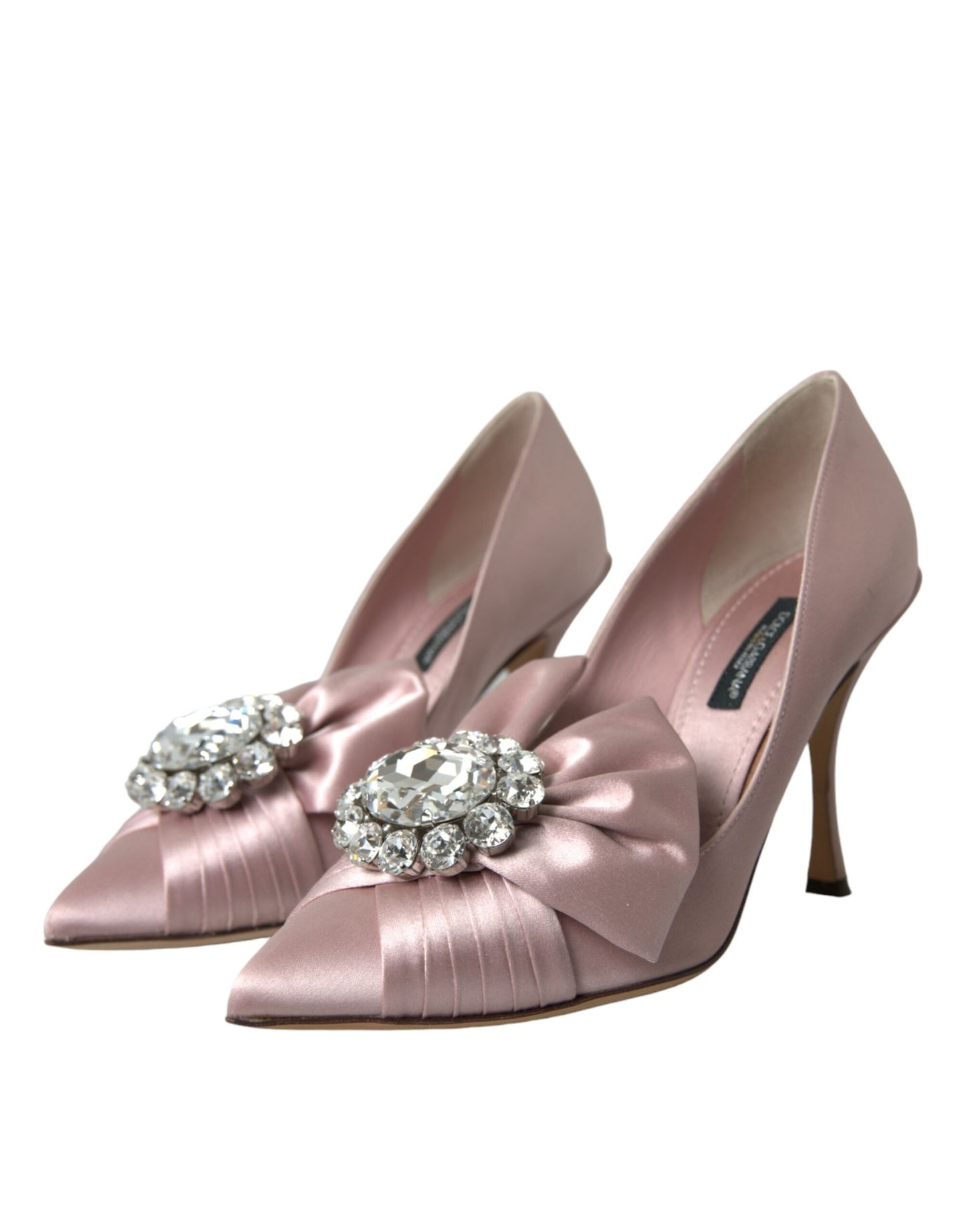 Dolce & Gabbana Pink Satin Krystal Høje Hæle Pumps Sko