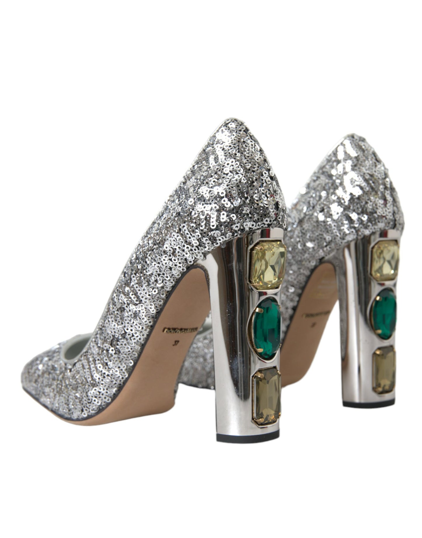 Dolce & Gabbana Sølvfarvede Pailletteudsmykkede Pumps Sko