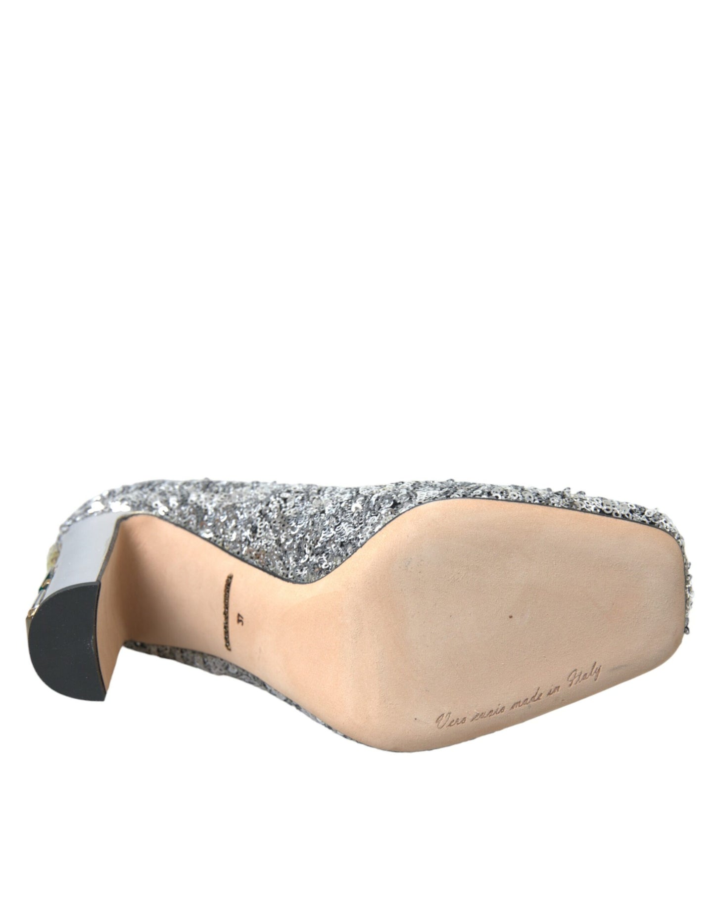 Dolce & Gabbana Sølvfarvede Pailletteudsmykkede Pumps Sko