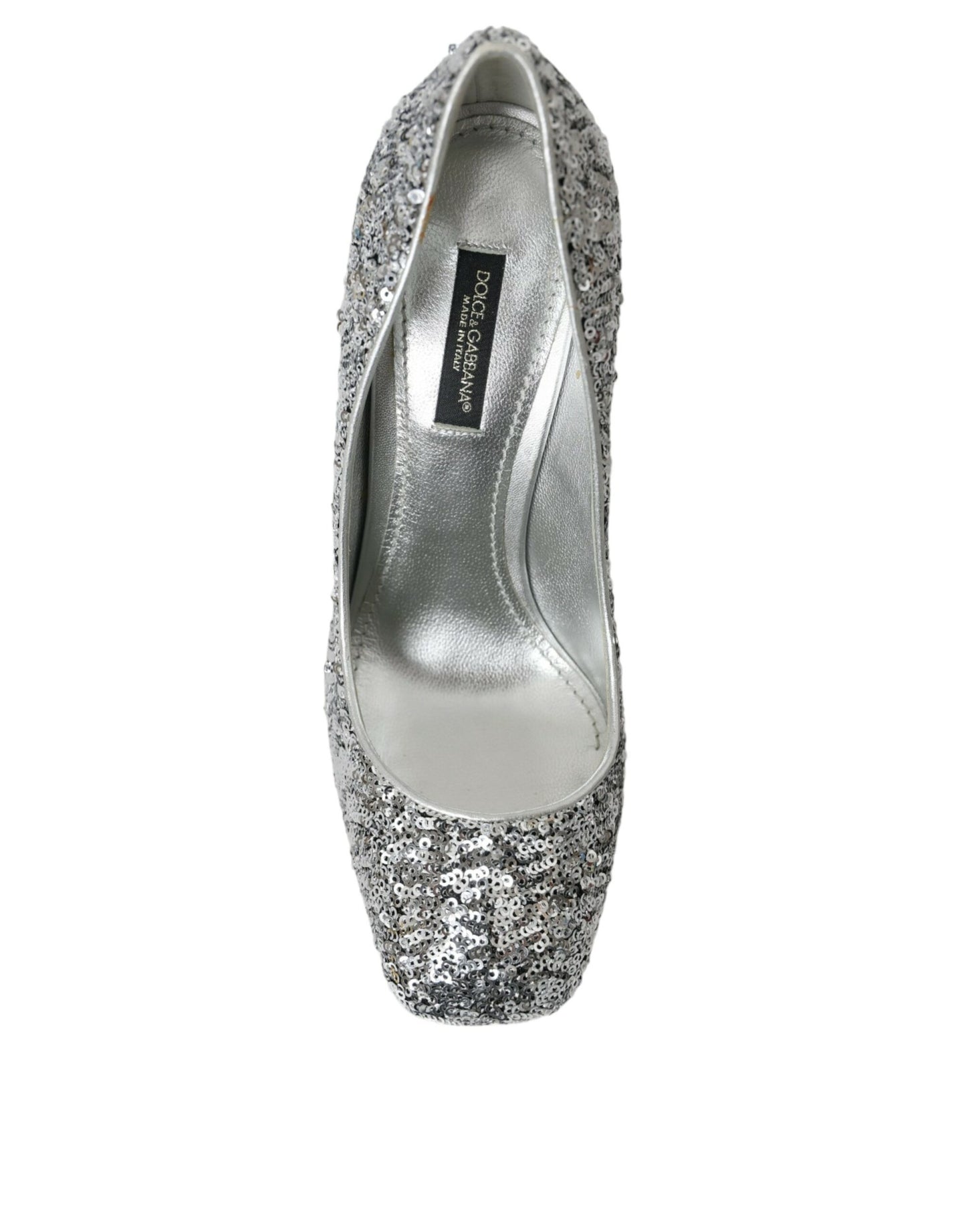 Dolce & Gabbana Sølvfarvede Pailletteudsmykkede Pumps Sko
