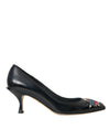 Dolce & Gabbana Sorte Læder BOOM Patch Hæle Pumps Sko