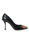 Dolce & Gabbana Sorte Læder WOW Patch Hæle Pumps Sko