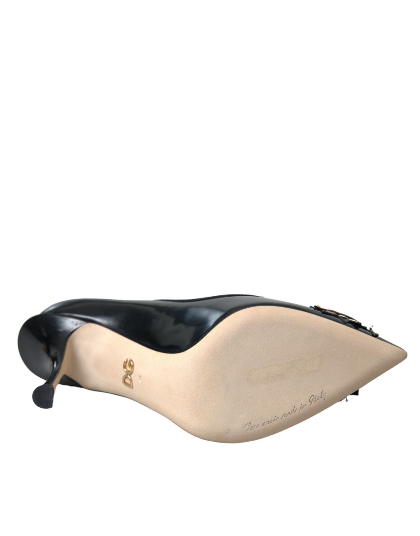 Dolce & Gabbana Sorte Læder WOW Patch Hæle Pumps Sko