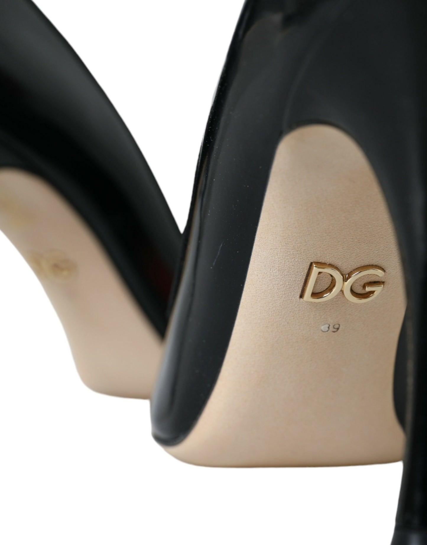 Dolce & Gabbana Sorte Læder WOW Patch Hæle Pumps Sko
