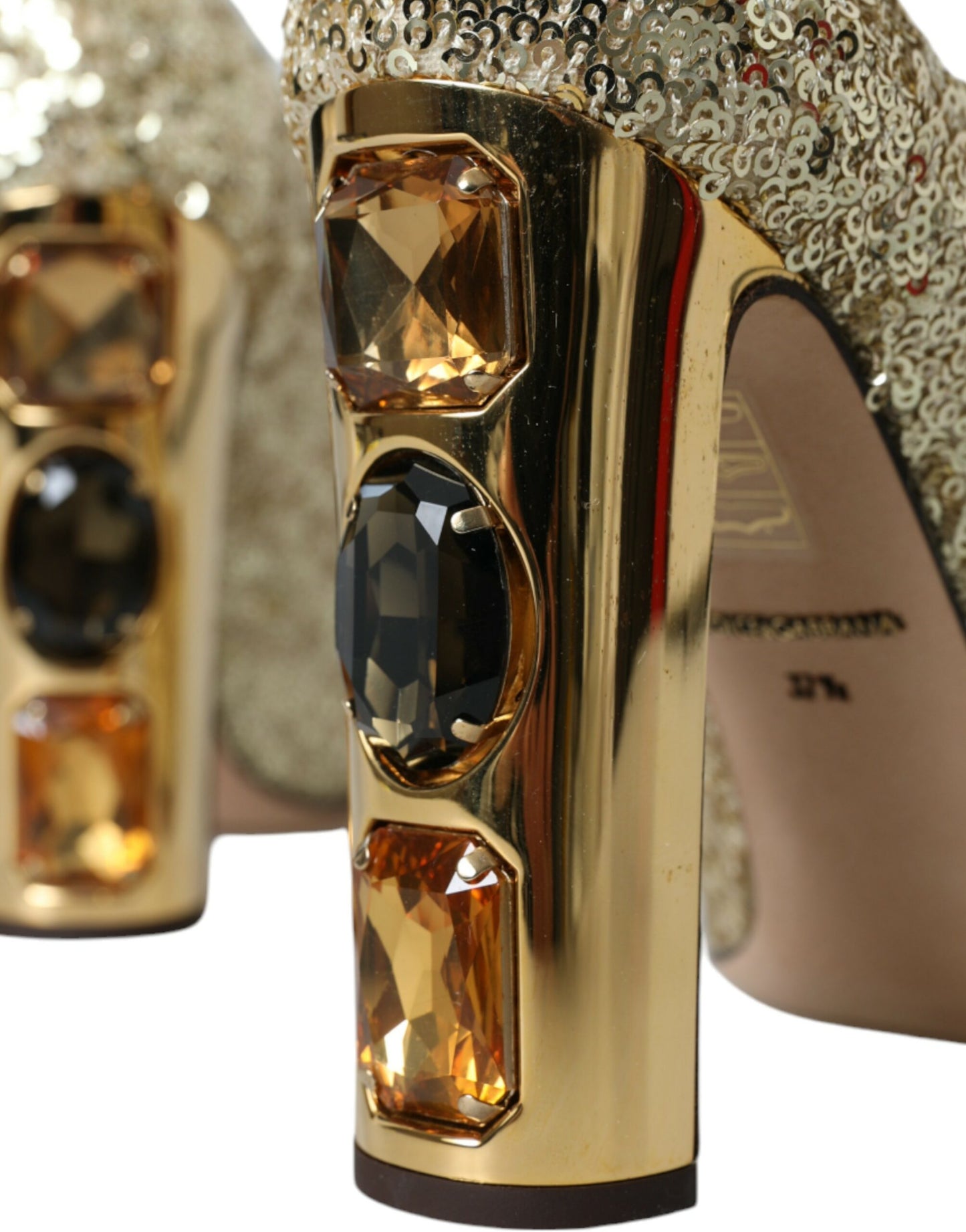 Dolce & Gabbana Guld Paillet Krystal Hæle Pumps Sko