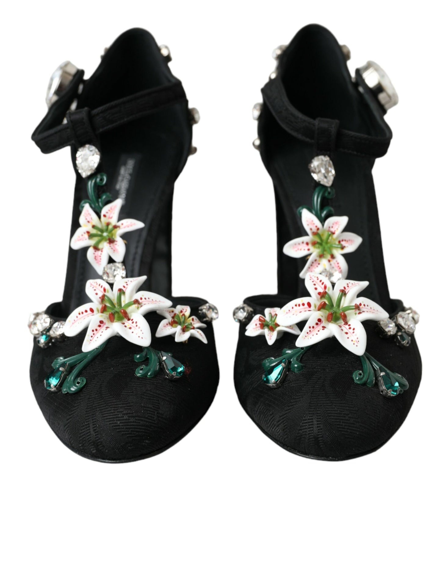 Dolce & Gabbana Sorte Liljer Krystalhæle Pumps Sko