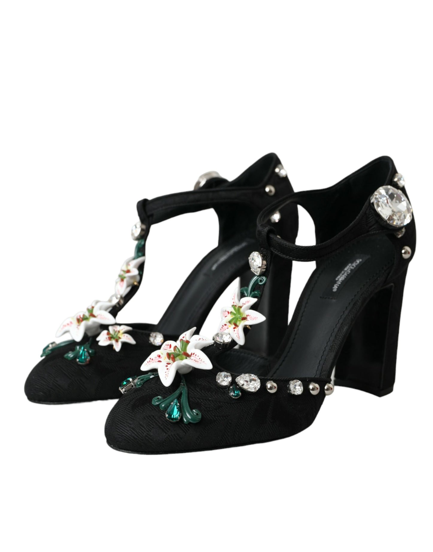 Dolce & Gabbana Sorte Liljer Krystalhæle Pumps Sko