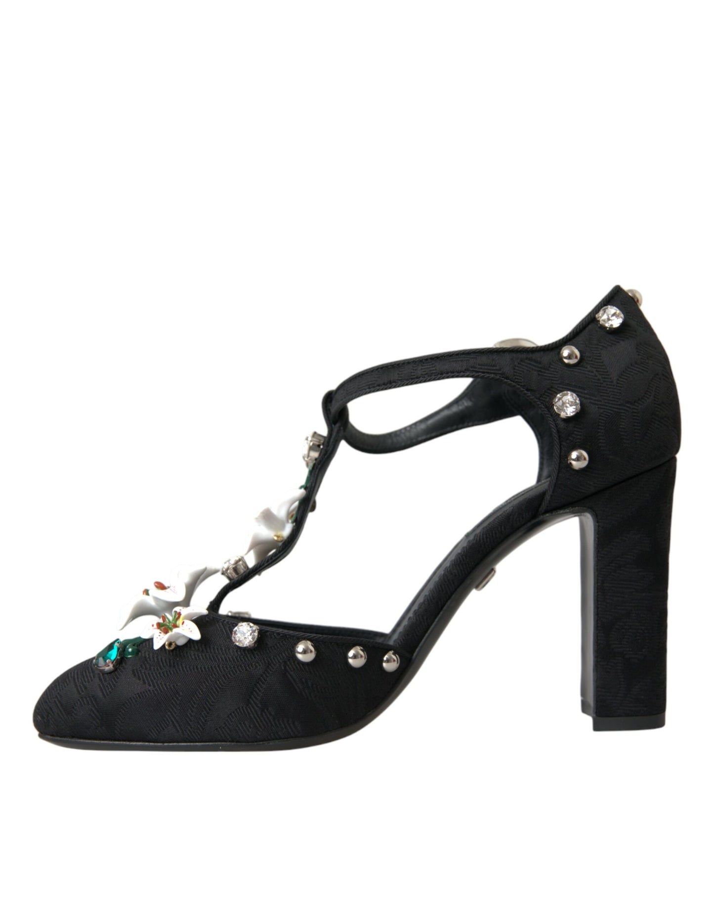 Dolce & Gabbana Sorte Liljer Krystalhæle Pumps Sko