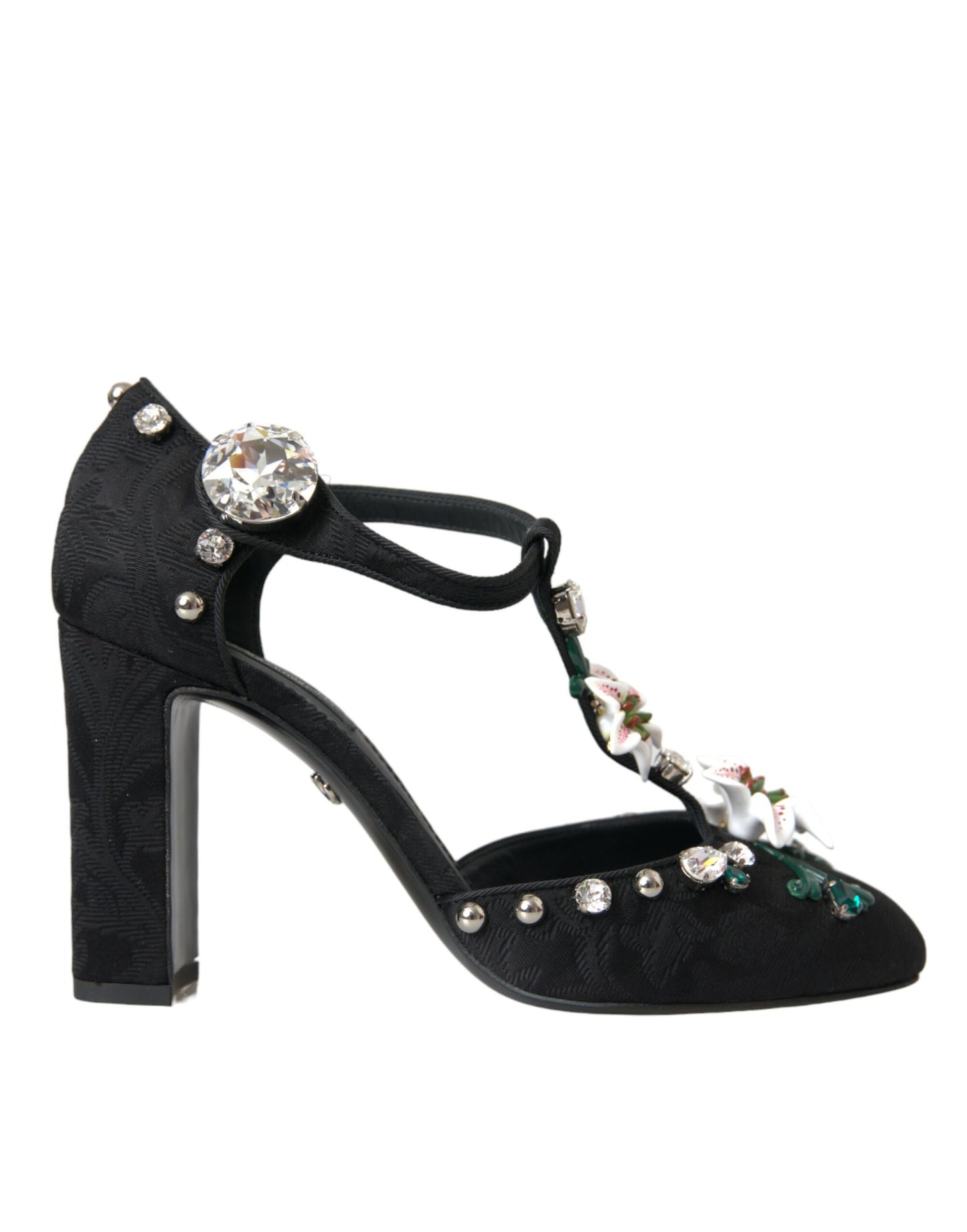 Dolce & Gabbana Sorte Liljer Krystalhæle Pumps Sko