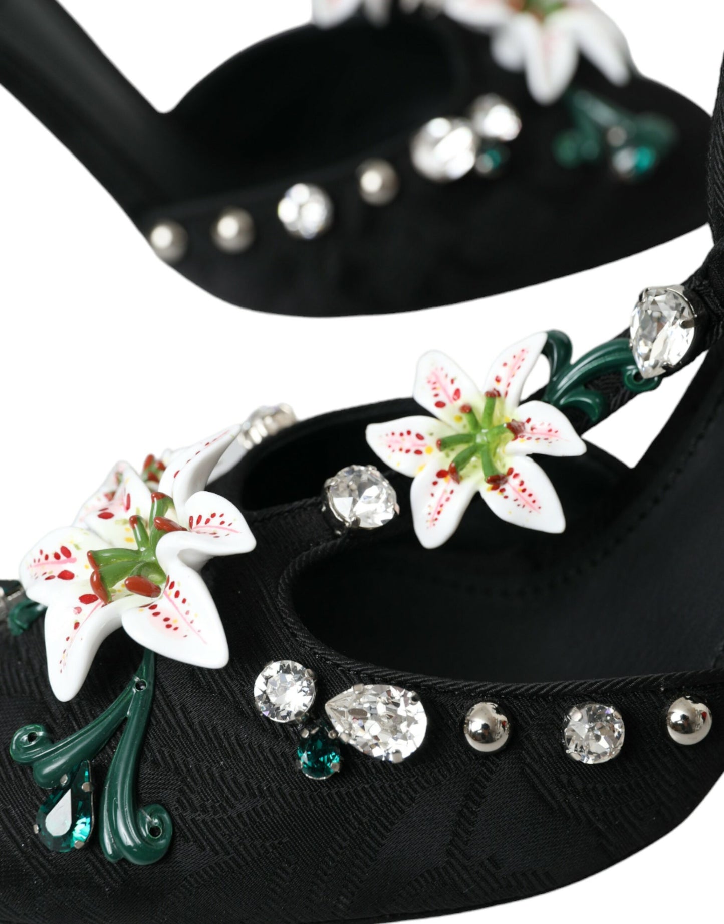 Dolce & Gabbana Sorte Liljer Krystalhæle Pumps Sko