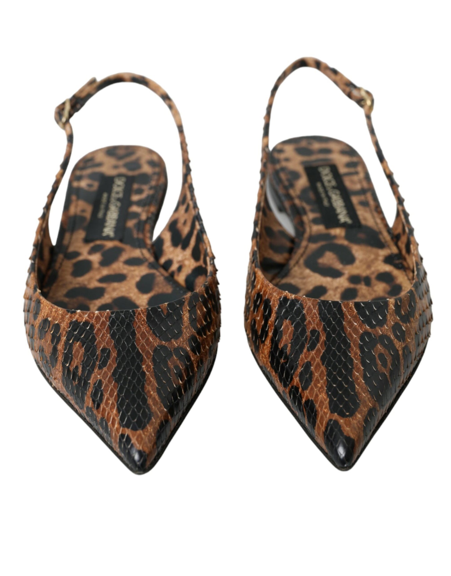 Dolce & Gabbana Brune Leopard Slingback Sko med Eksotisk Hud