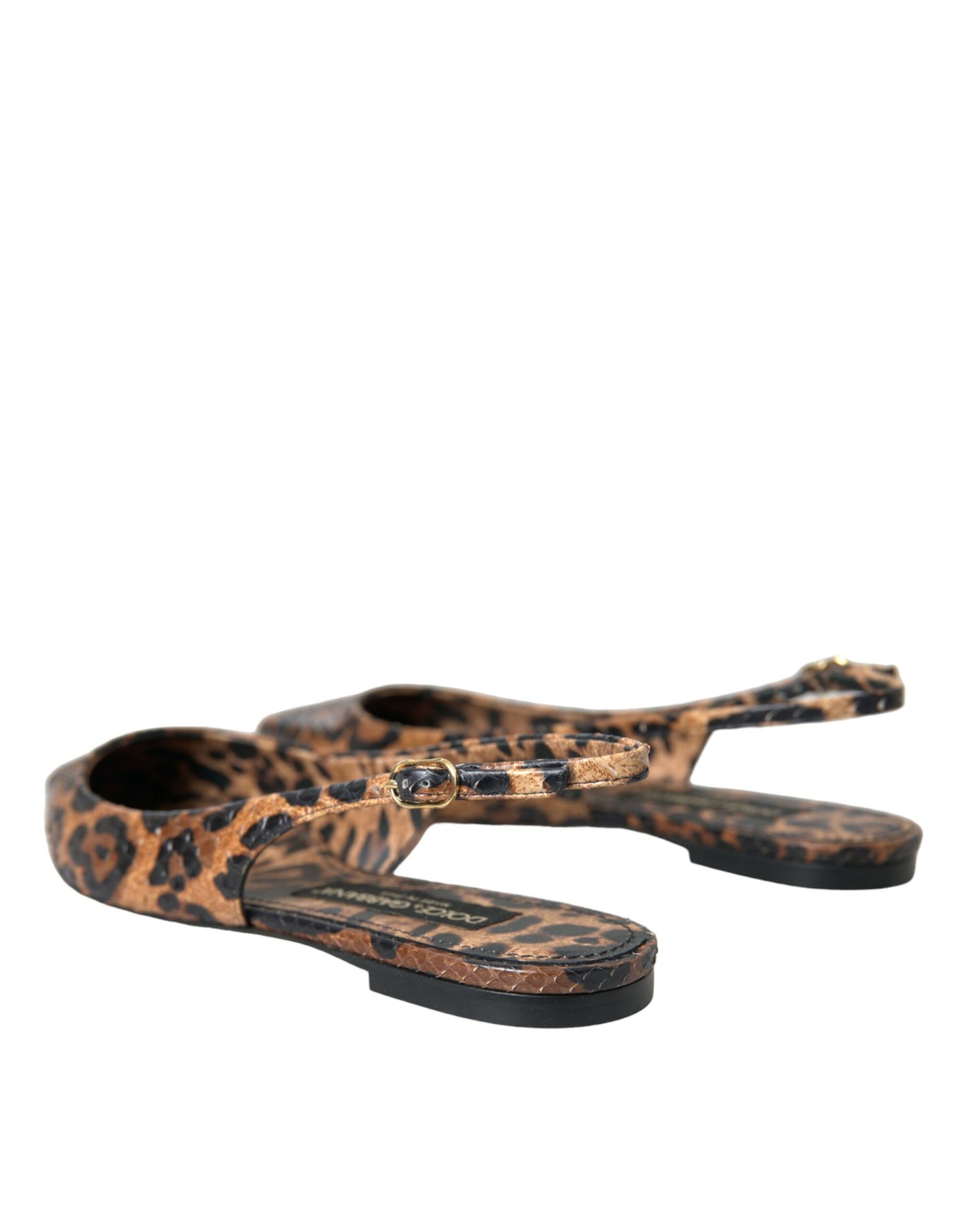 Dolce & Gabbana Brune Leopard Slingback Sko med Eksotisk Hud