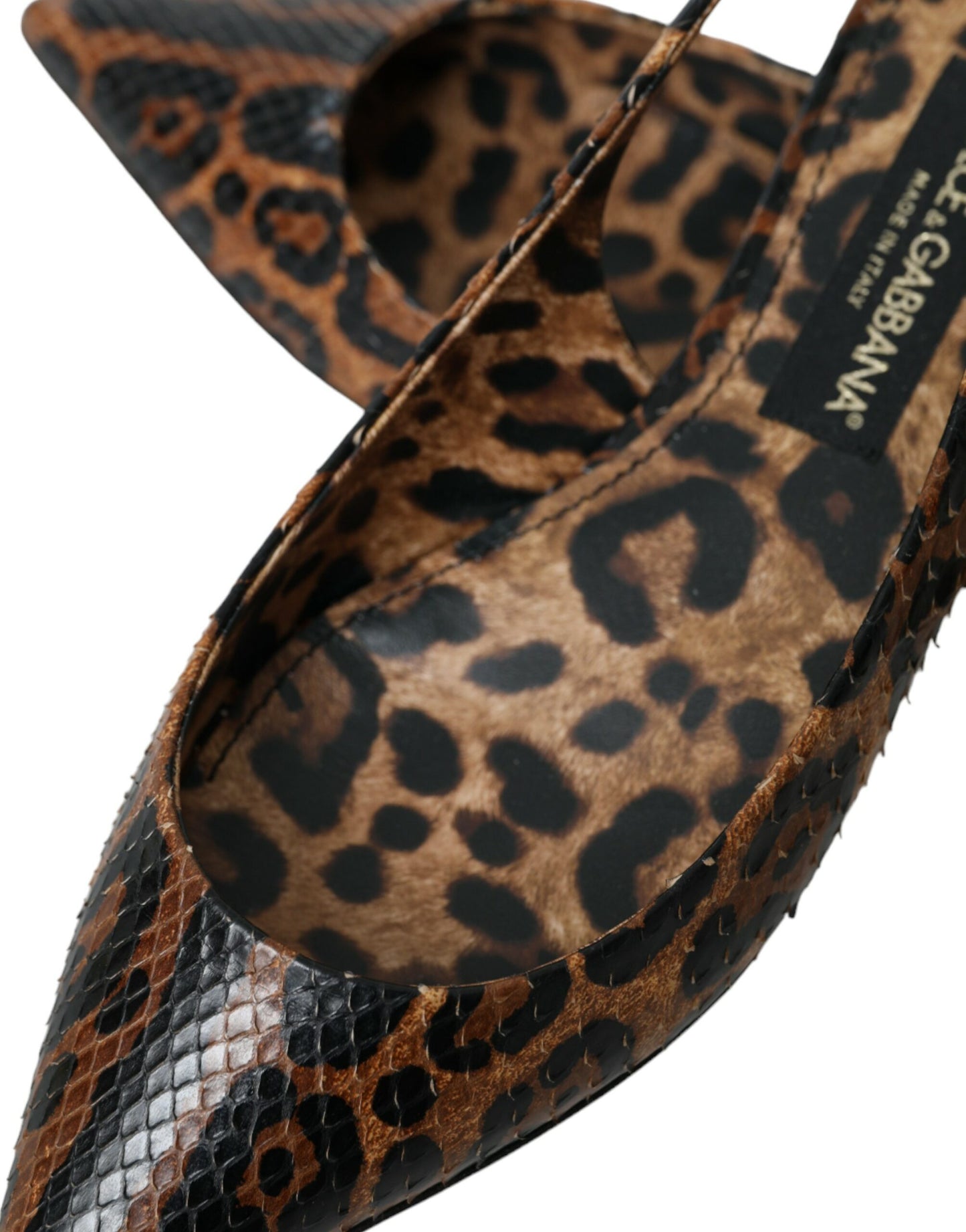 Dolce & Gabbana Brune Leopard Slingback Sko med Eksotisk Hud