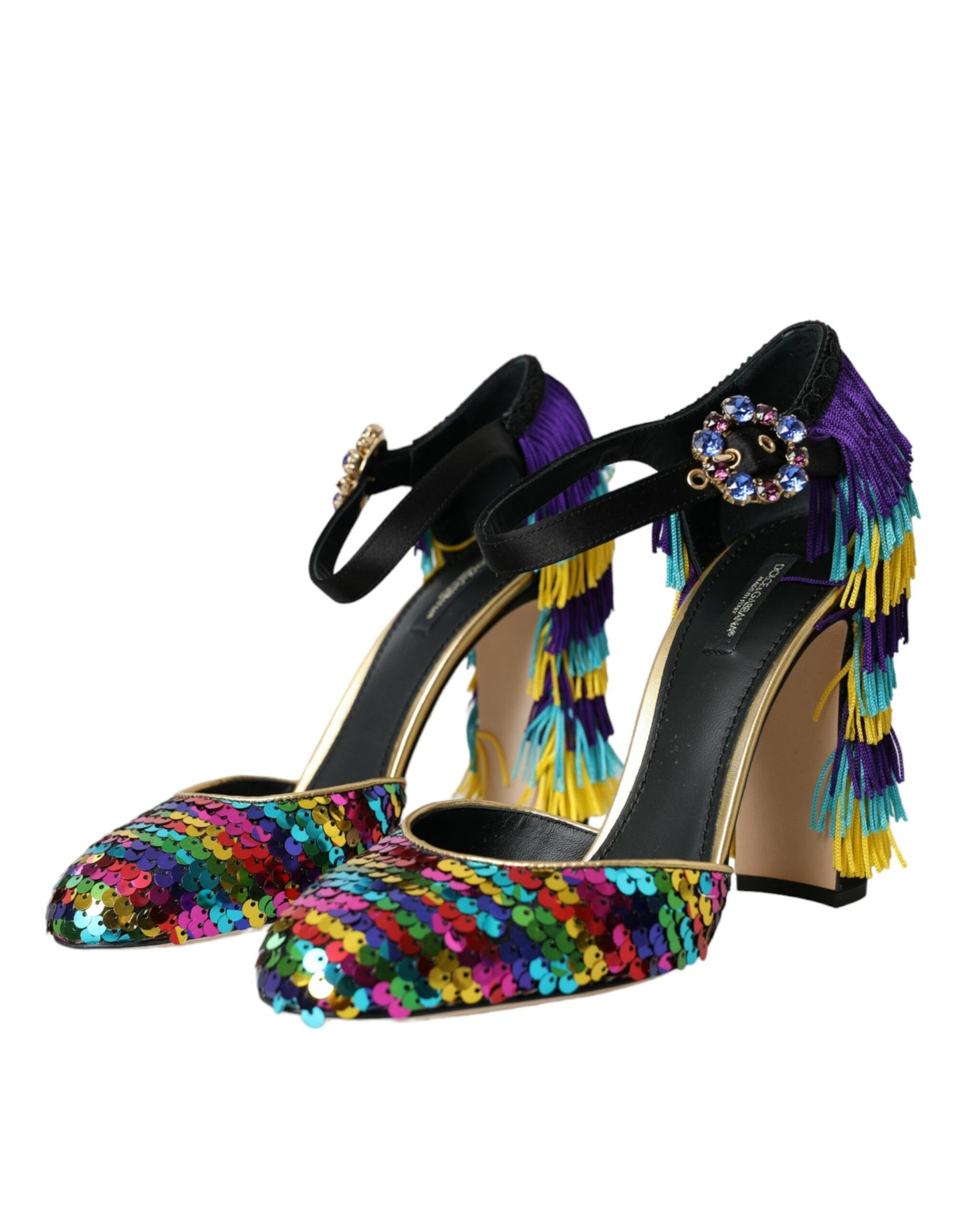 Dolce & Gabbana flerfarvede pailletter med krystal Mary Jane-sko