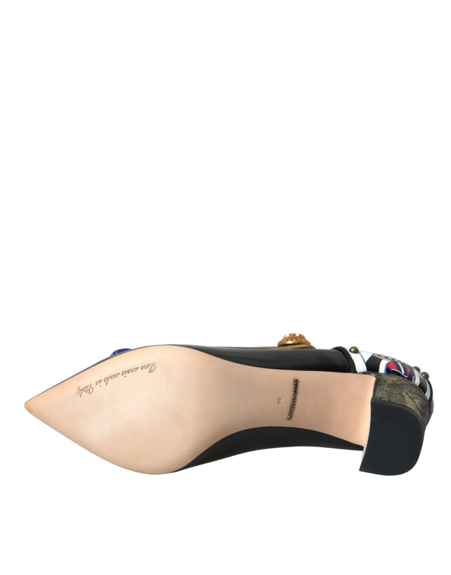 Dolce & Gabbana sorte lædersko med krystalmotiv og Mary Jane-sandaler