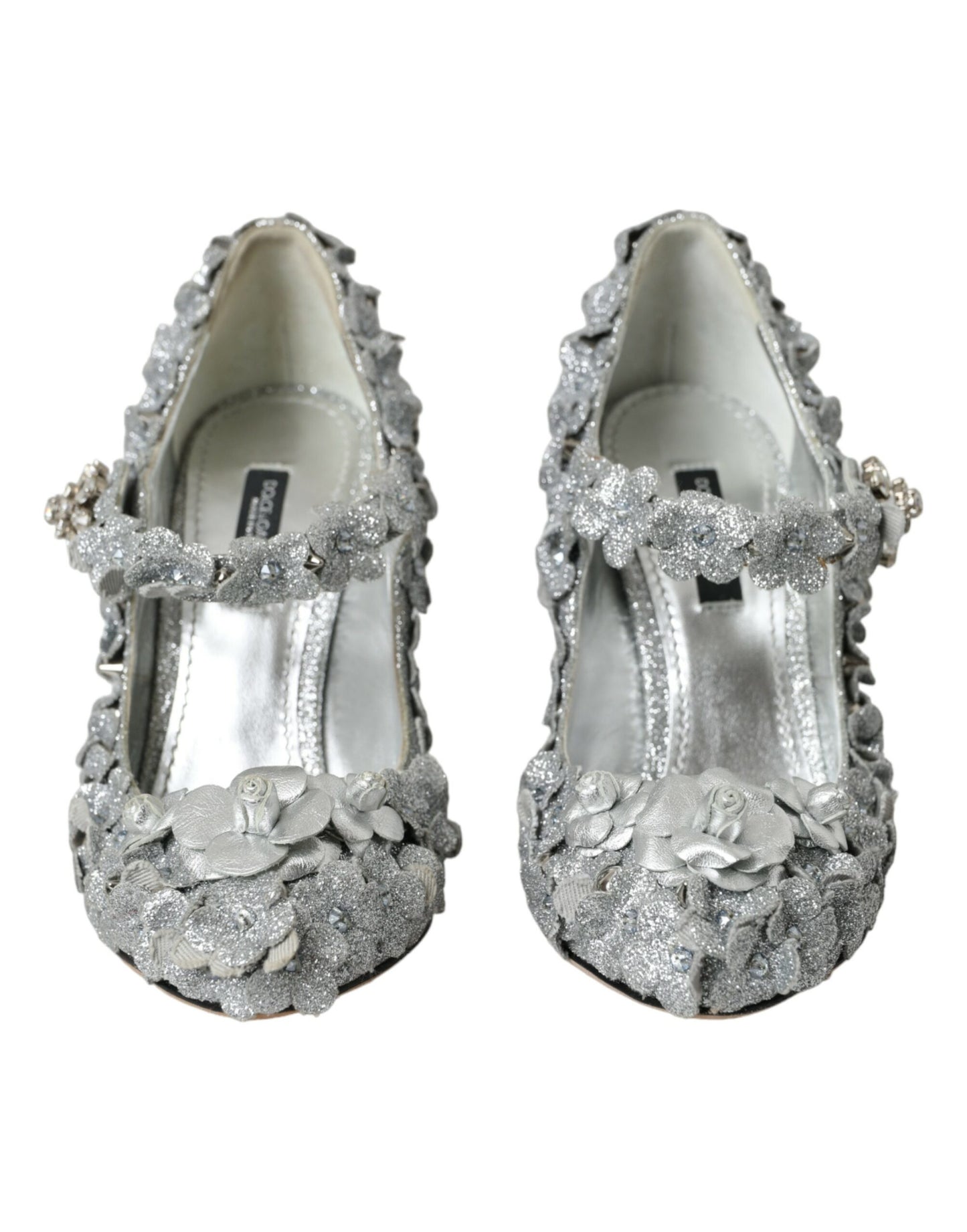 Dolce & Gabbana Sølvfarvede Blomster Krystal Mary Jane Pumps Sko