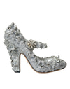 Dolce & Gabbana Sølvfarvede Blomster Krystal Mary Jane Pumps Sko