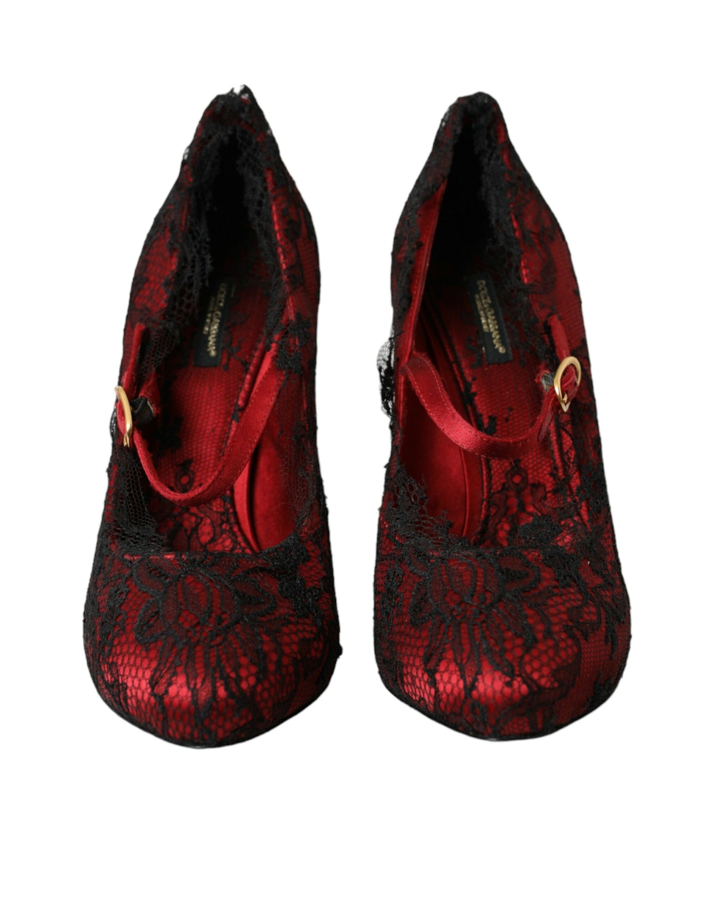 Dolce & Gabbana Røde Sorte Blomster Blonde Mary Jane Pumps Sko