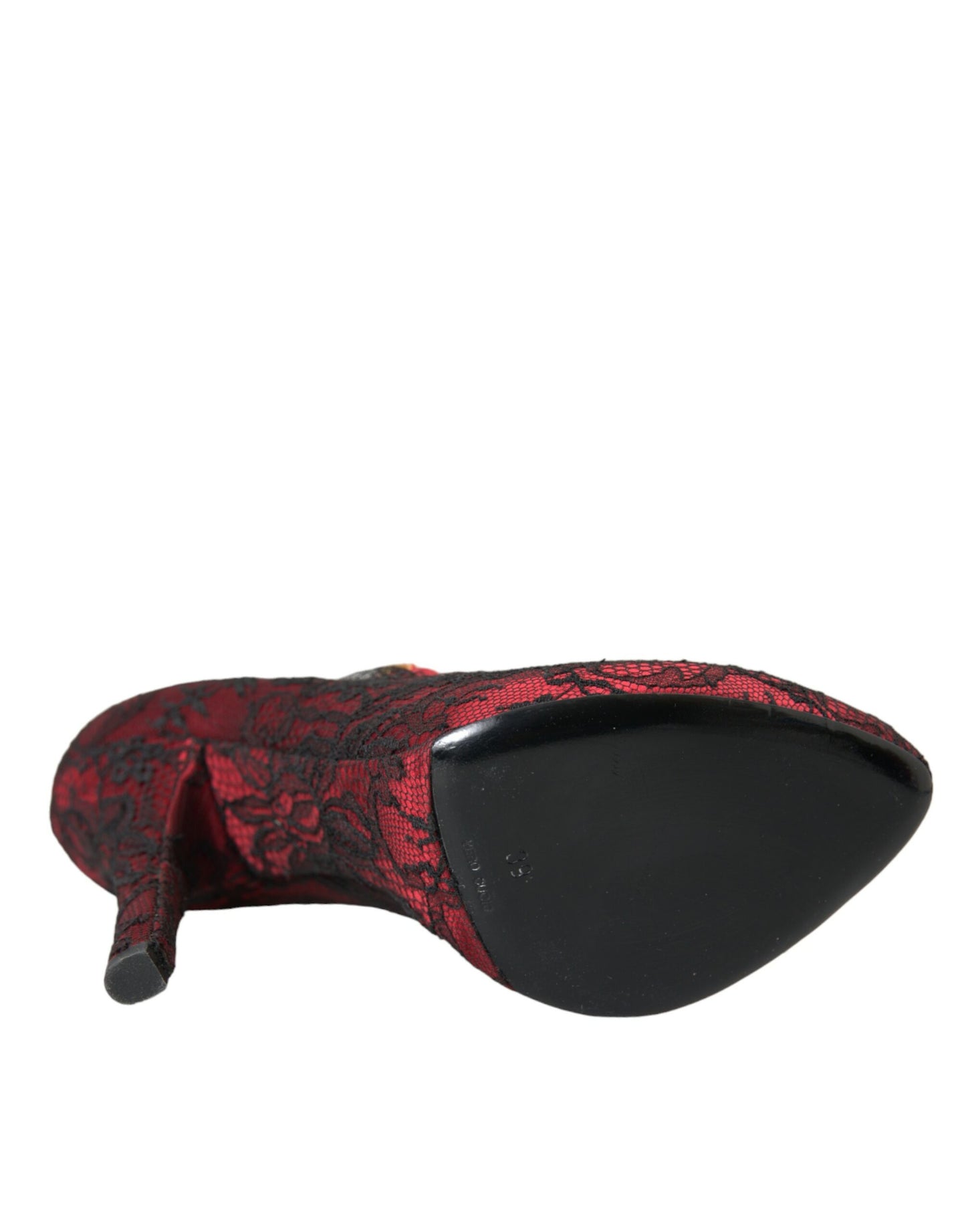 Dolce & Gabbana Røde Sorte Blomster Blonde Mary Jane Pumps Sko