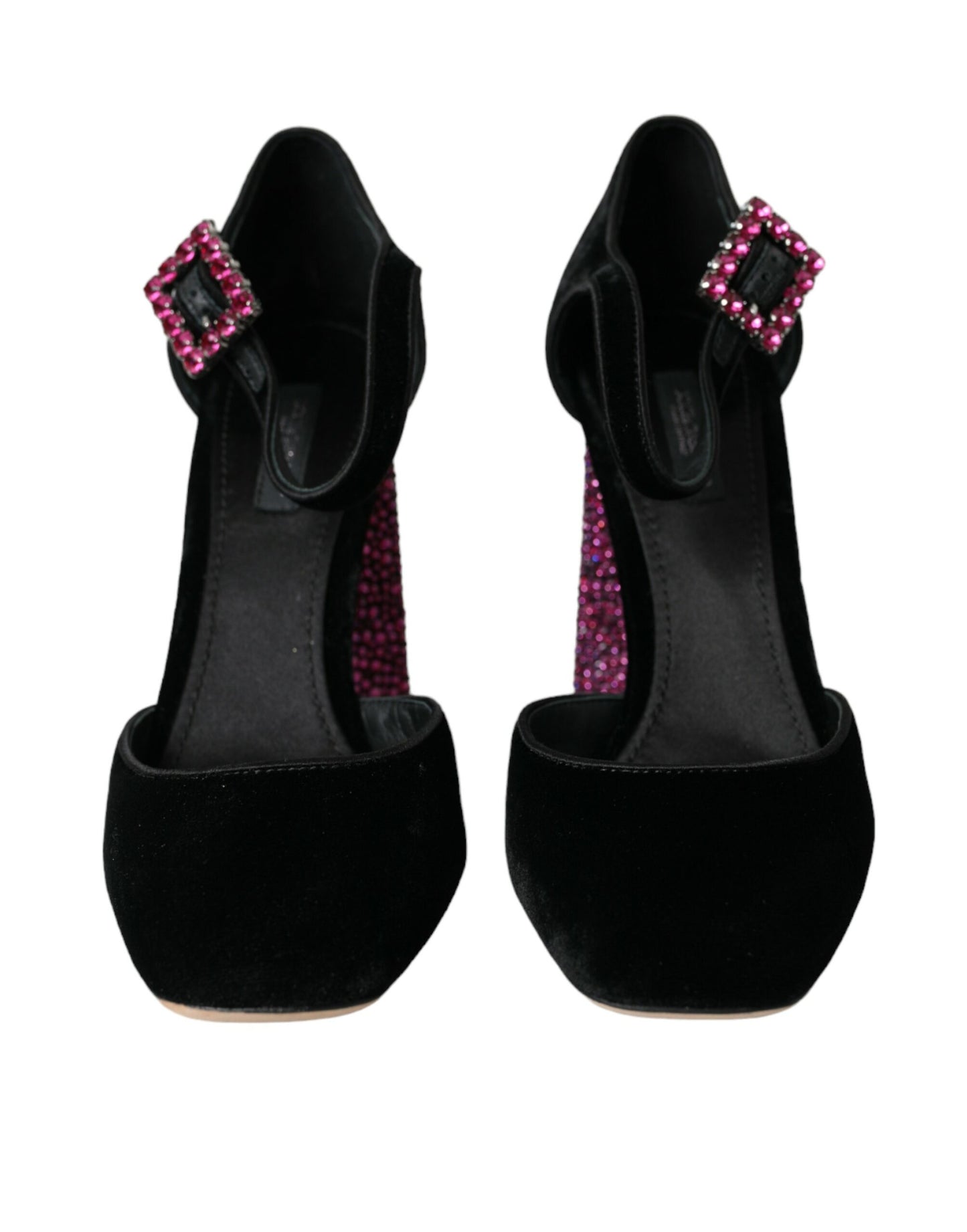 Dolce & Gabbana Sorte Fløjlssko med Strasskrystal og Mary Janes