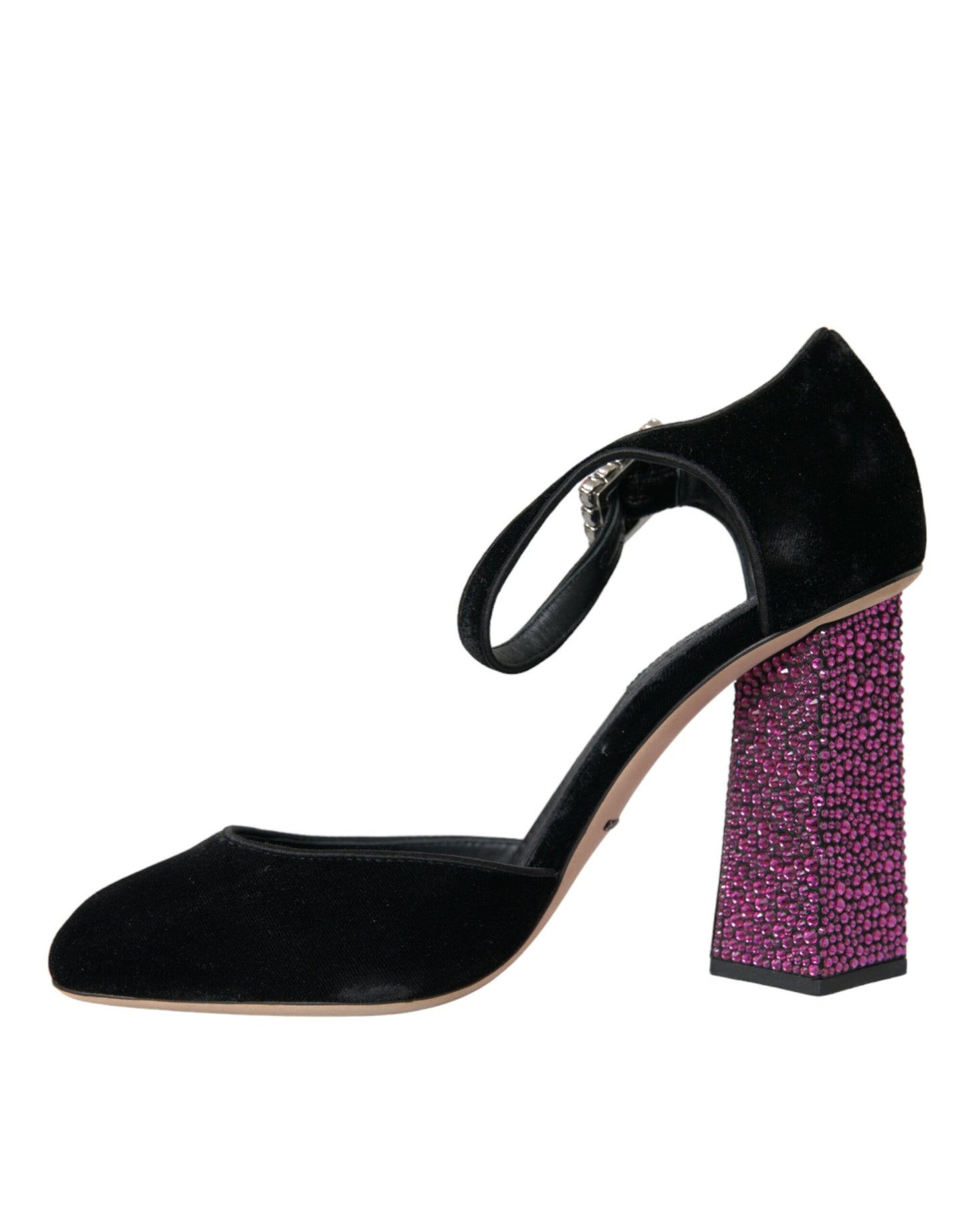 Dolce & Gabbana Sorte Fløjlssko med Strasskrystal og Mary Janes