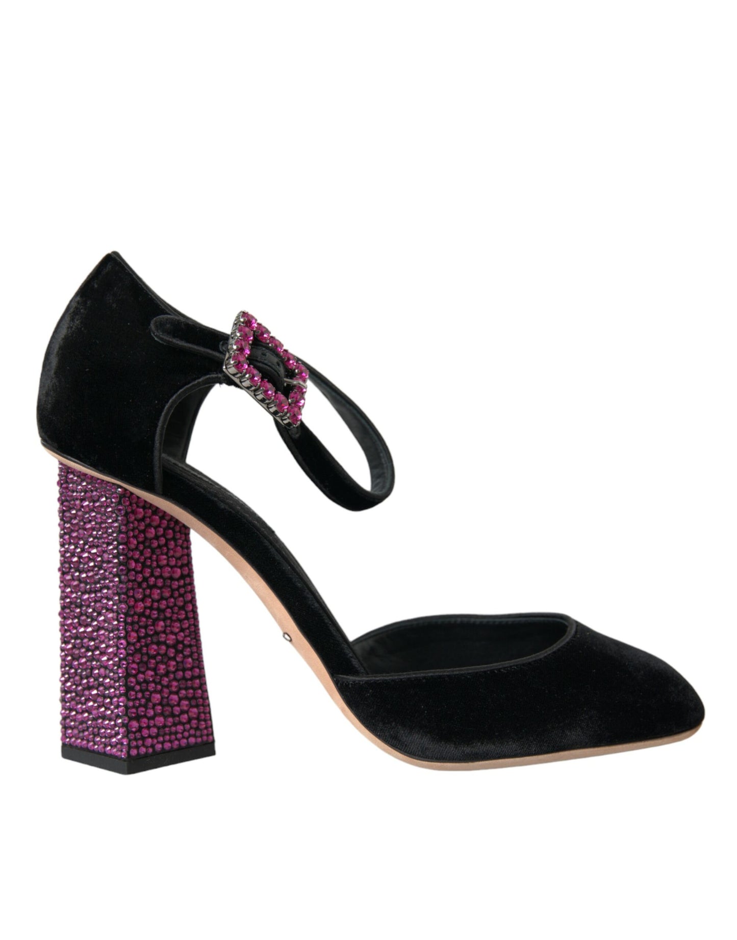 Dolce & Gabbana Sorte Fløjlssko med Strasskrystal og Mary Janes