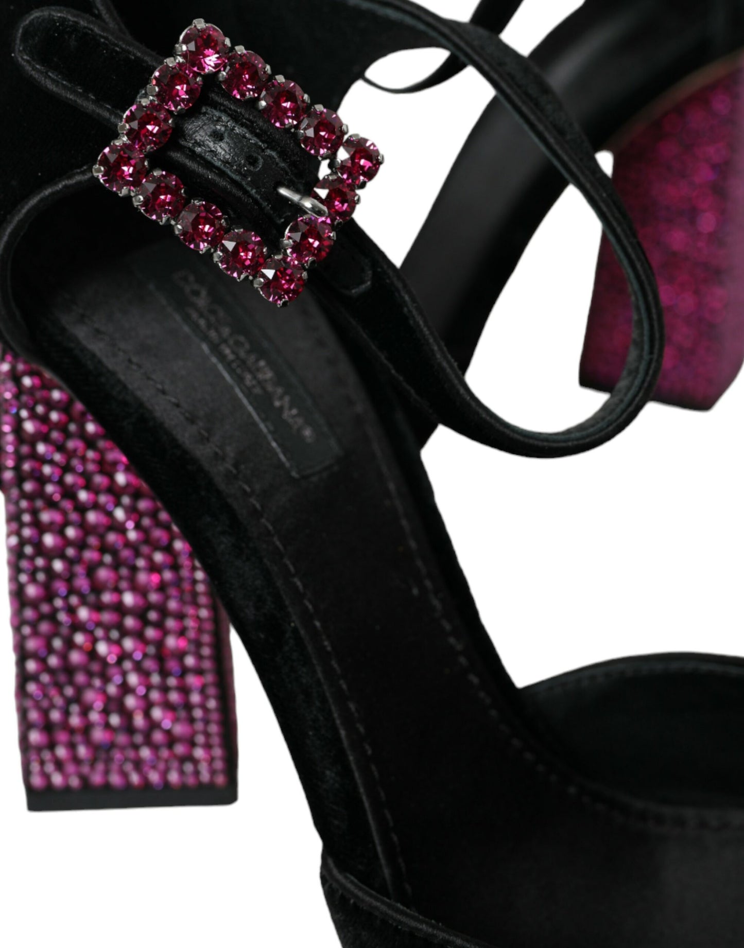 Dolce & Gabbana Sorte Fløjlssko med Strasskrystal og Mary Janes