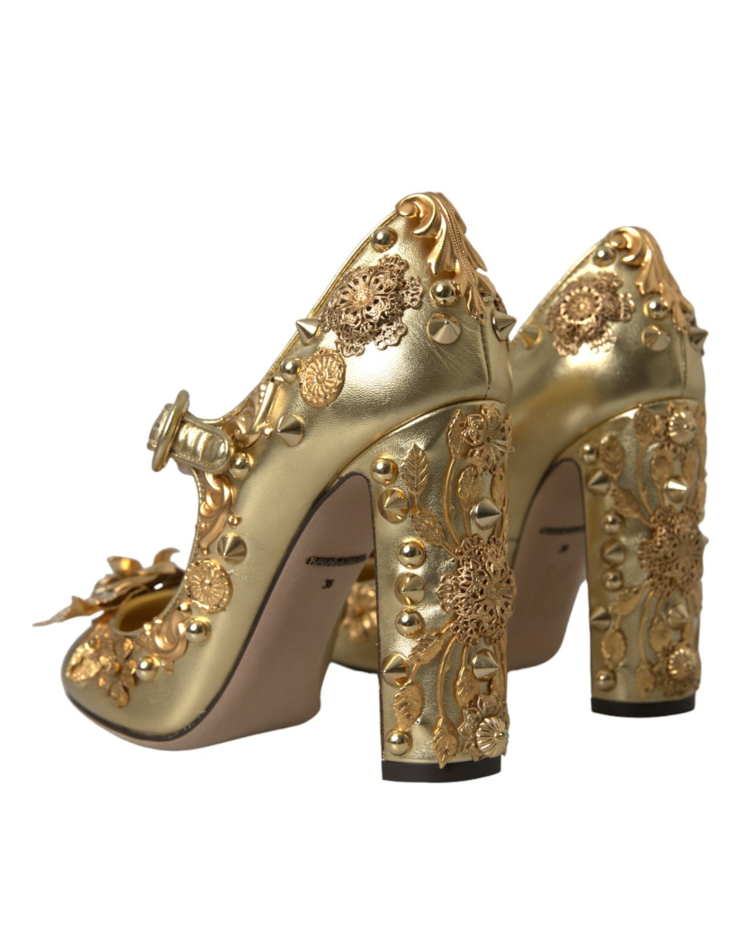 Dolce & Gabbana Guld Læder Krystal Mary Janes Pumps Sko