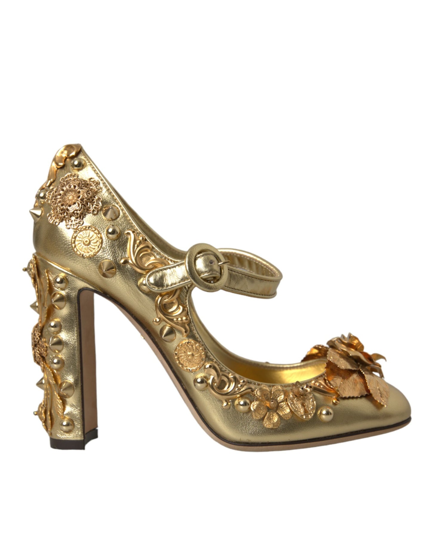 Dolce & Gabbana Guld Læder Krystal Mary Janes Pumps Sko