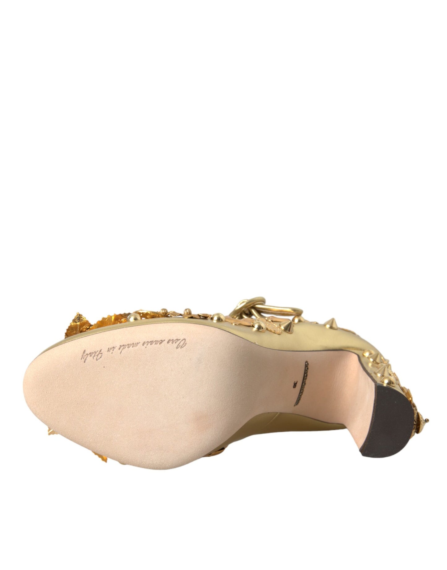 Dolce & Gabbana Guld Læder Krystal Mary Janes Pumps Sko