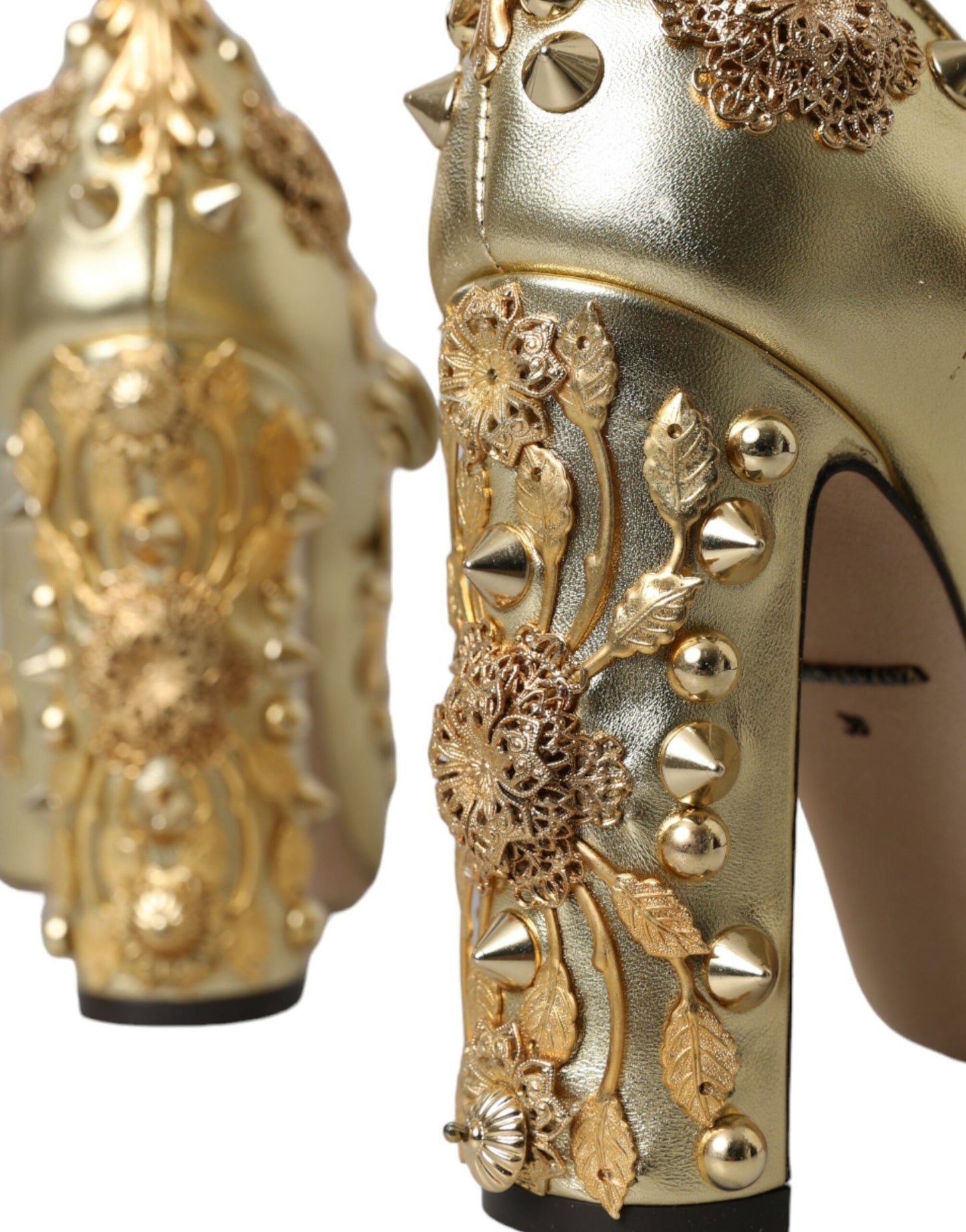 Dolce & Gabbana Guld Læder Krystal Mary Janes Pumps Sko