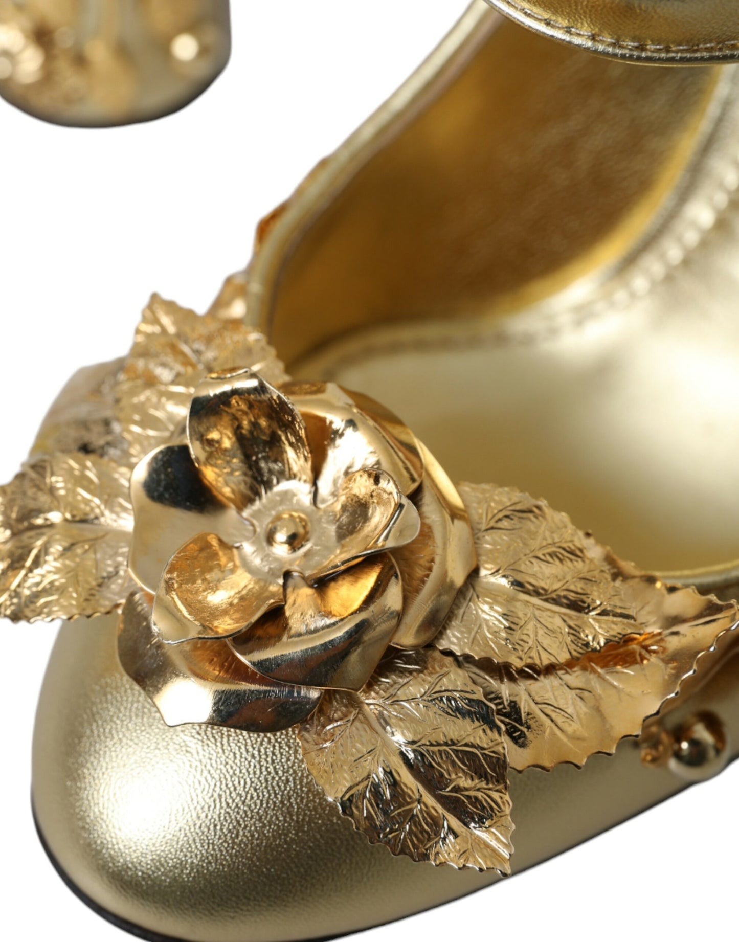 Dolce & Gabbana Guld Læder Krystal Mary Janes Pumps Sko