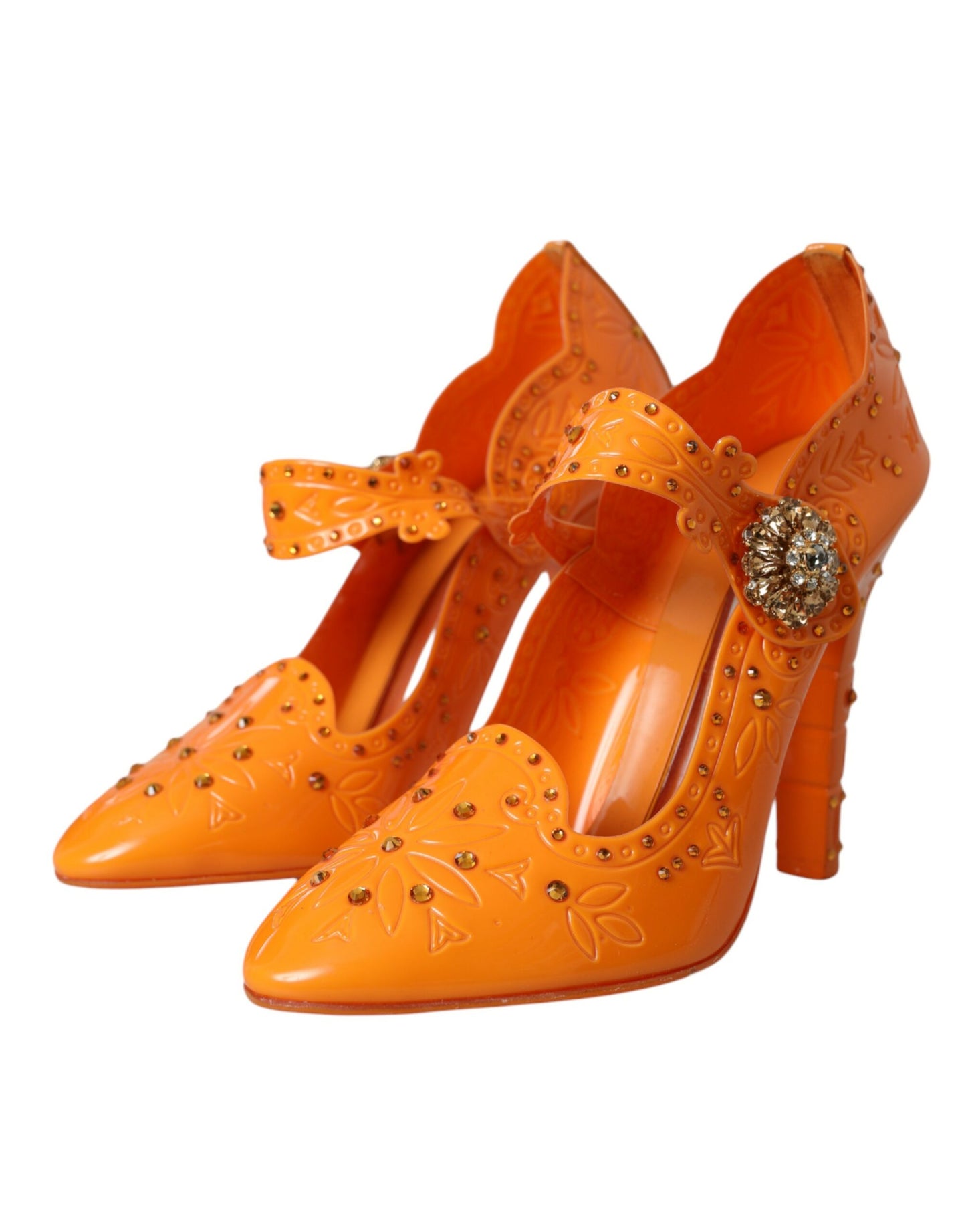 Dolce & Gabbana Orange ASKEPOT Blomsterkrystal Pumps Sko