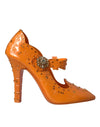 Dolce & Gabbana Orange ASKEPOT Blomsterkrystal Pumps Sko