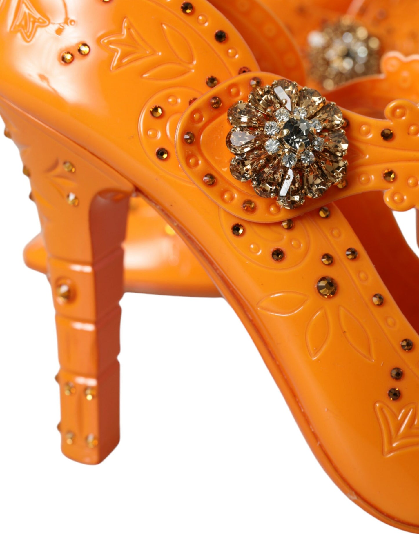 Dolce & Gabbana Orange ASKEPOT Blomsterkrystal Pumps Sko