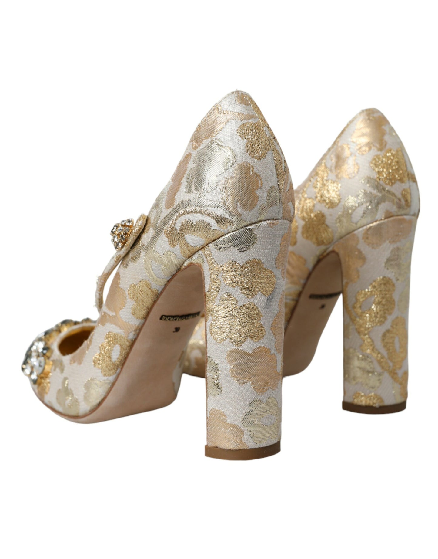 Dolce & Gabbana Guld Jacquard Krystal Mary Janes Pumps Sko
