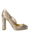 Dolce & Gabbana Guld Jacquard Krystal Mary Janes Pumps Sko