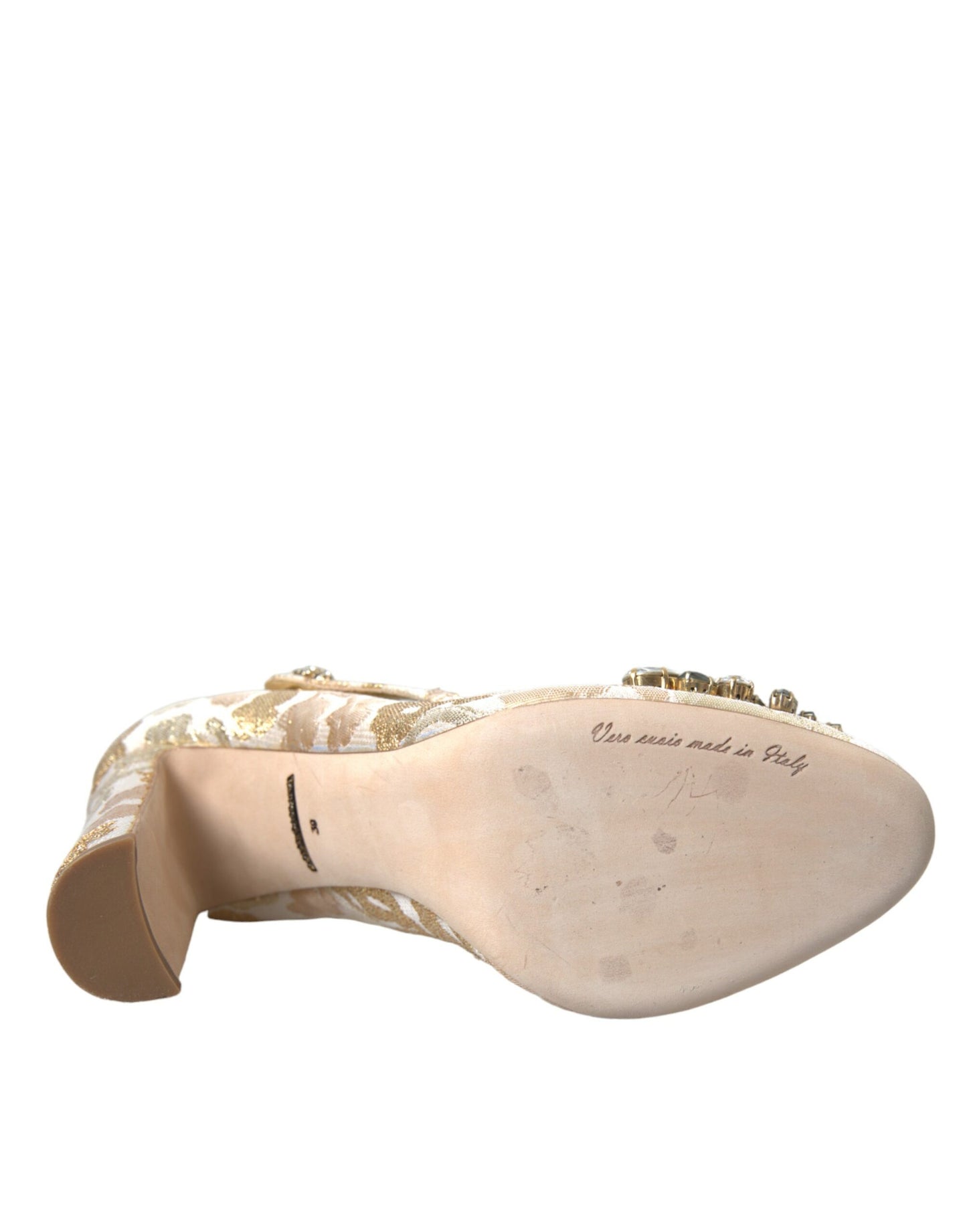 Dolce & Gabbana Guld Jacquard Krystal Mary Janes Pumps Sko