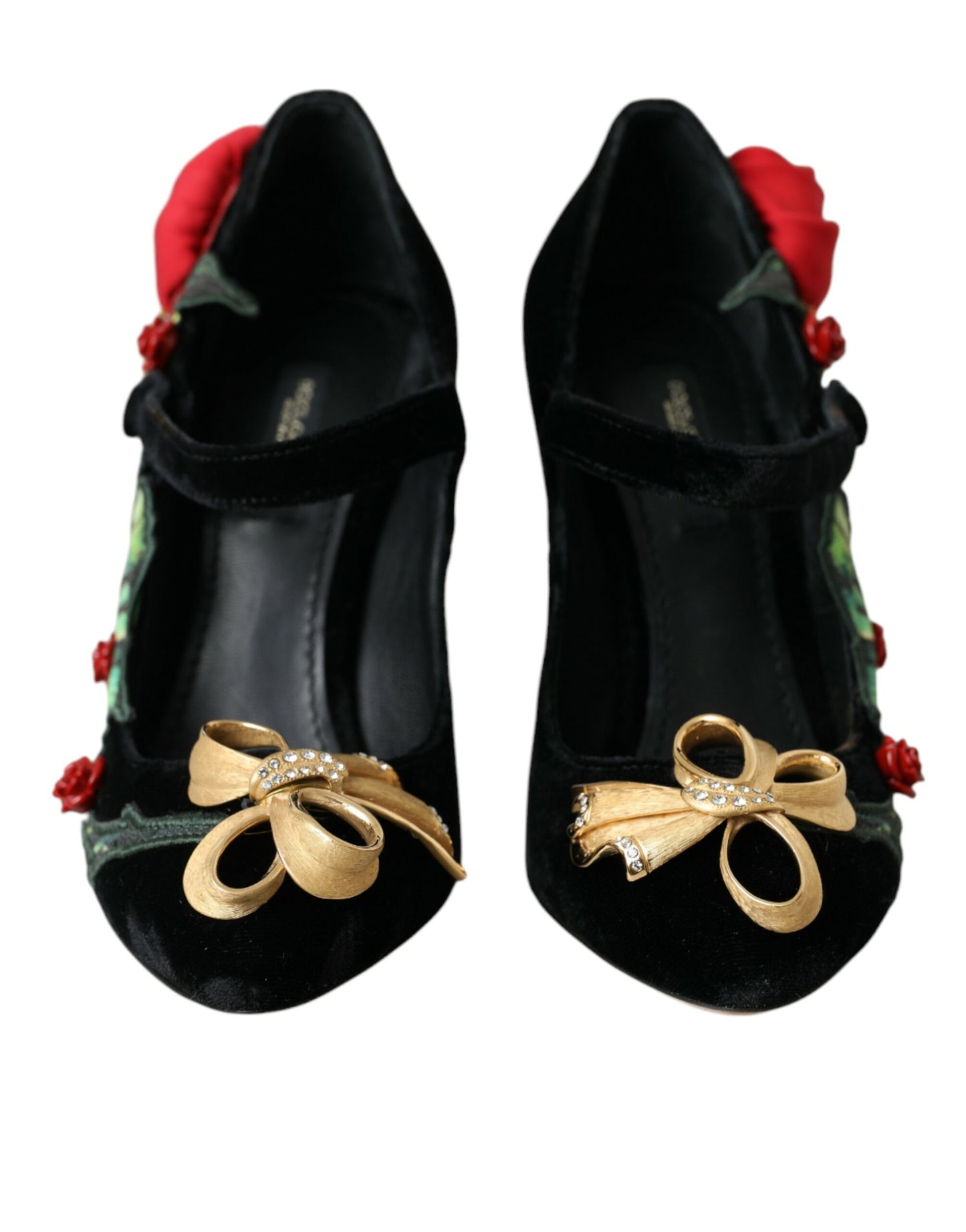 Dolce & Gabbana Black Roses Krystalbroche Mary Jane Sko
