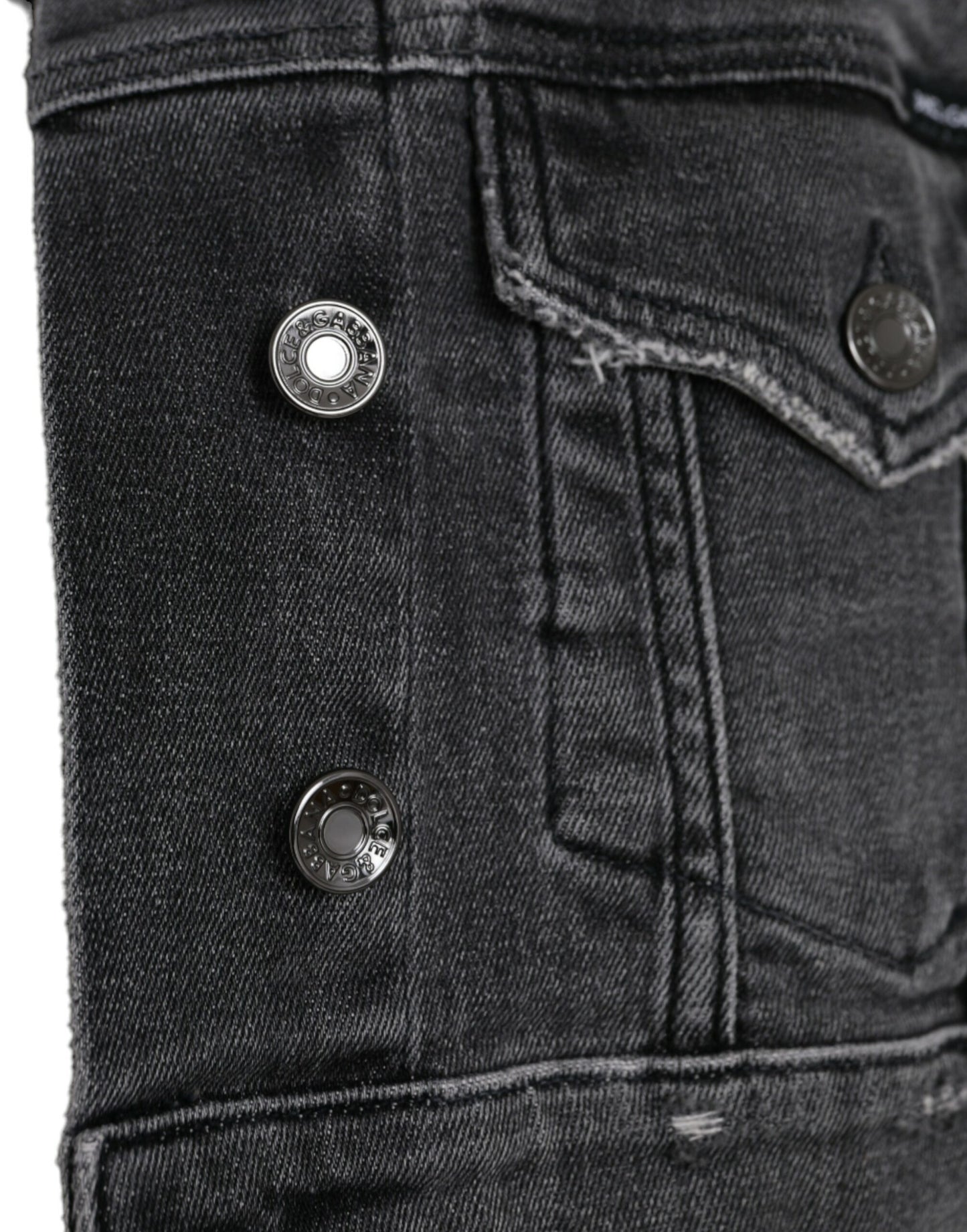 Dolce & Gabbana Mørkegrå Bomulds Stretch Cropped Denimjakke
