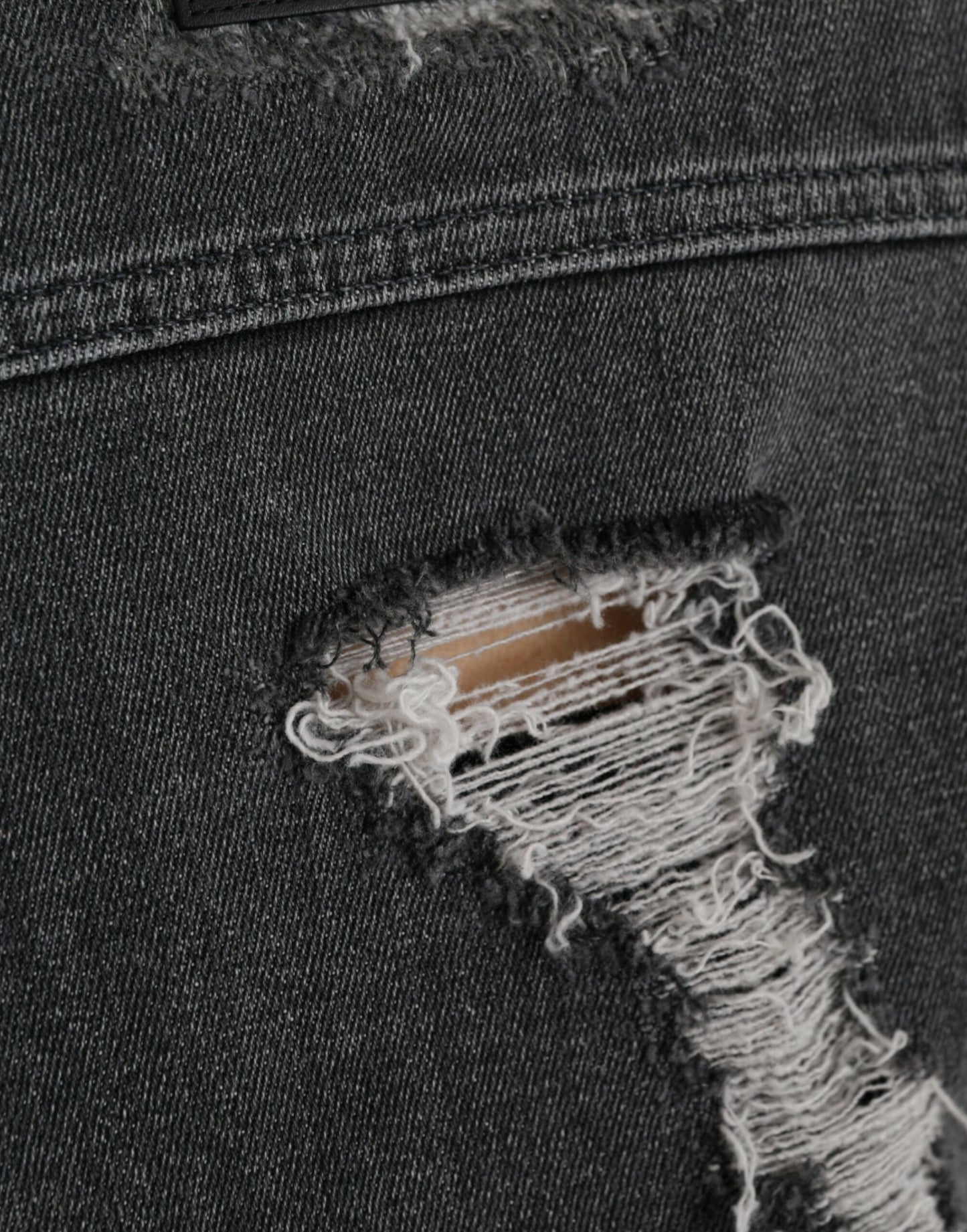 Dolce & Gabbana Mørkegrå Bomulds Stretch Cropped Denimjakke